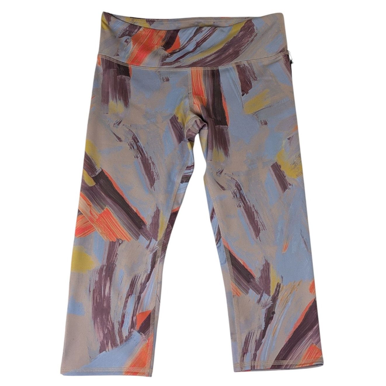 Alo Yoga Airbrush Capri Leggings Blue Orange Brown Medium, Women's (Size 30)