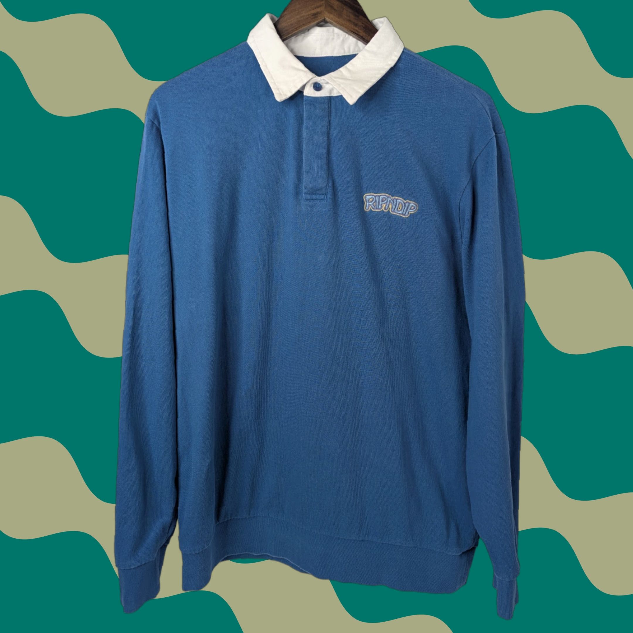 RIPNDIP Ripndip Shirt Polo Blue L/S Embroidered Collared Regular Large Men Size US L / EU 52-54 / 3 - 1 Thumbnail