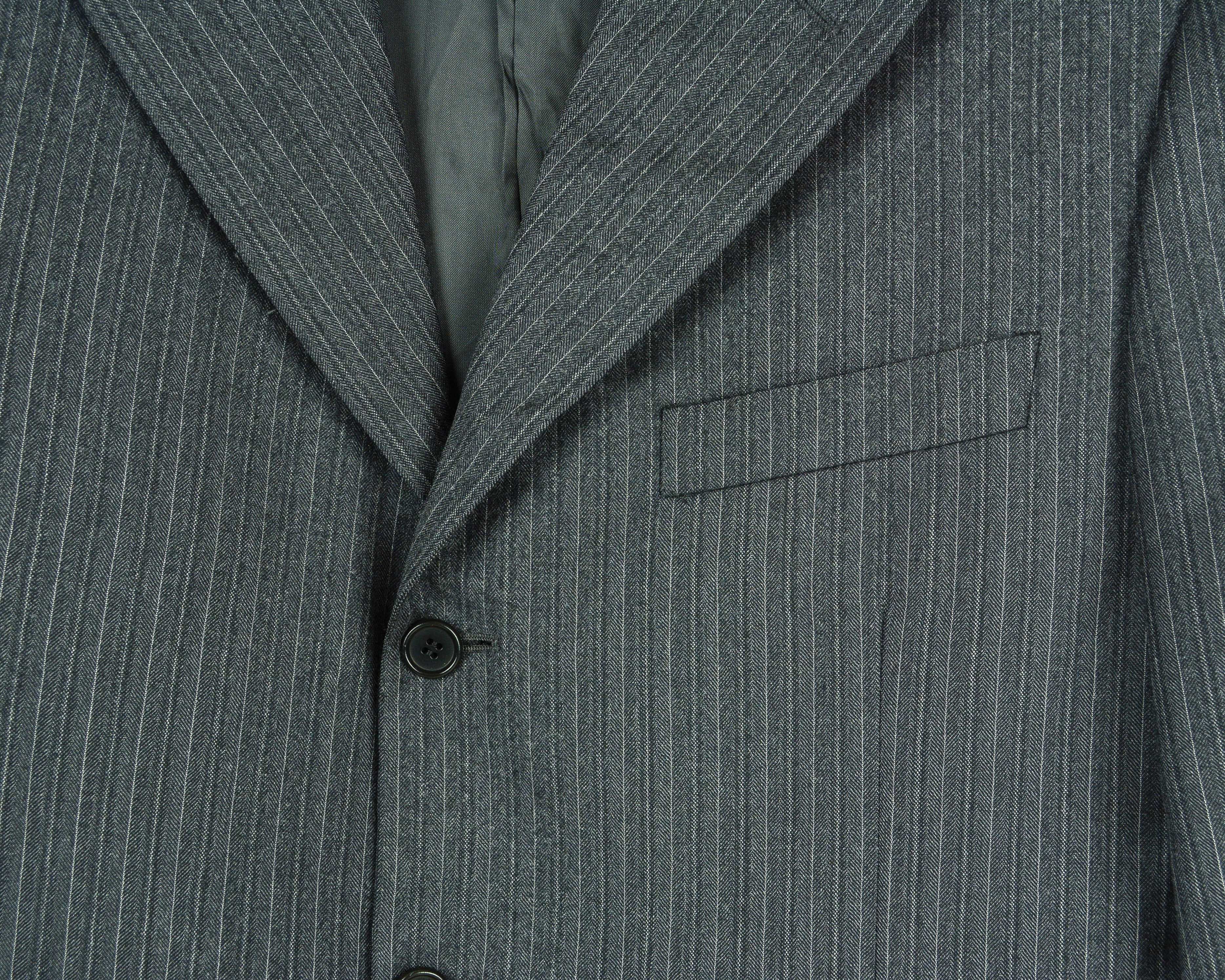 Canali Italian Blazer Pinstriped Wool US 42 UK Jacket Suit L Grey Size 42S - 3 Thumbnail