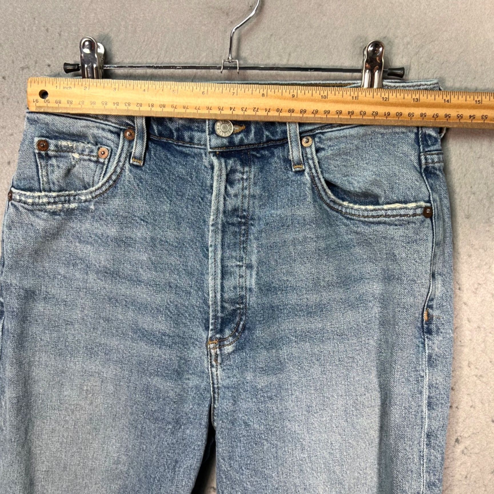Agolde VINTAGE AGOLDE Jeans Blue 27 High Rise Slim Distressed Denim Womens 27 Inseam 28 Straight Fiber Organic Cotton Blend Distressed 8/10 Size 27" / US 4 / IT 40 - 5 Thumbnail