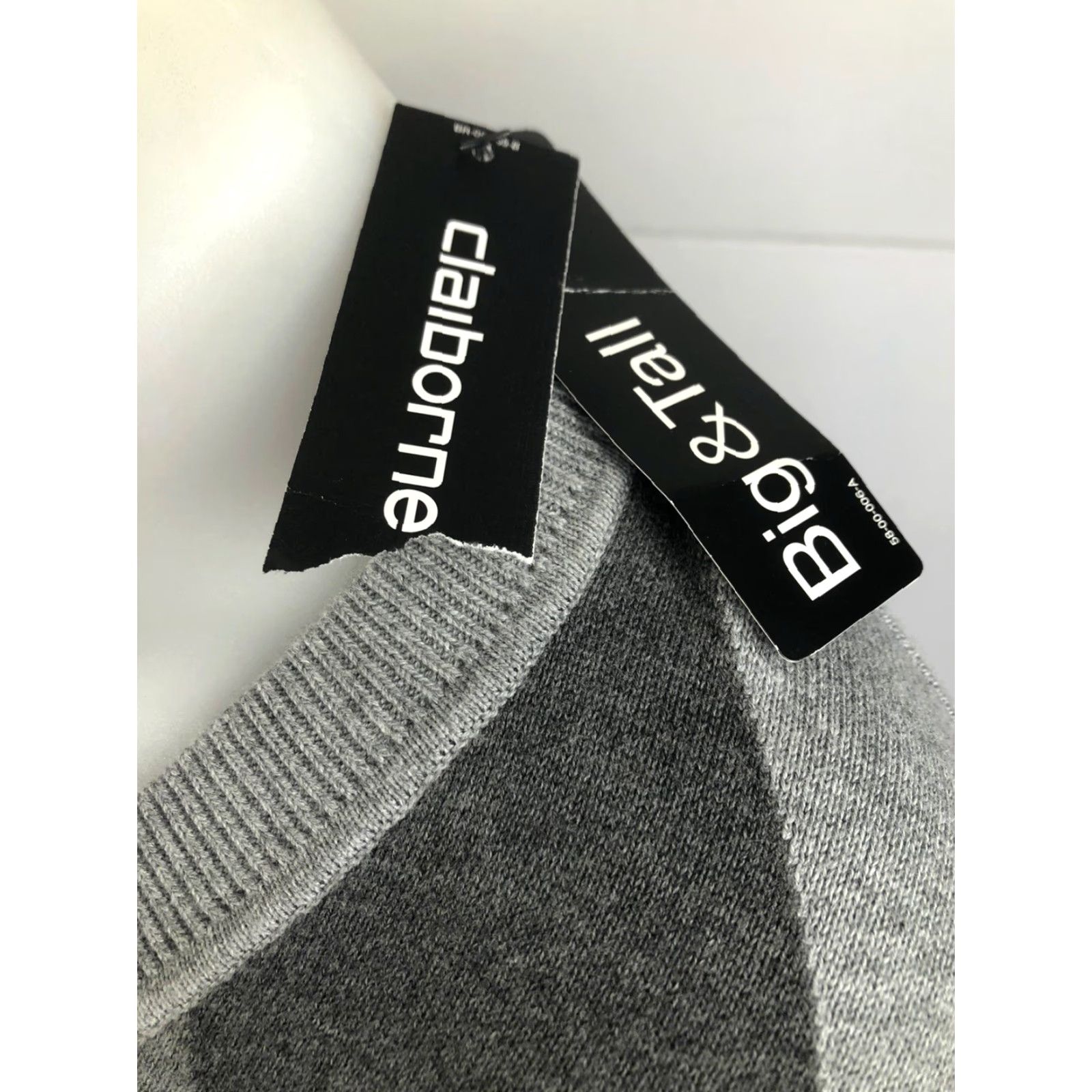 Liz Claiborne CLAIBORNE Sweater V-Neck Gray 2XLTall Pullover Big & Tall Men Shirt Unsure Size US XXL / EU 58 / 5 - 3 Thumbnail