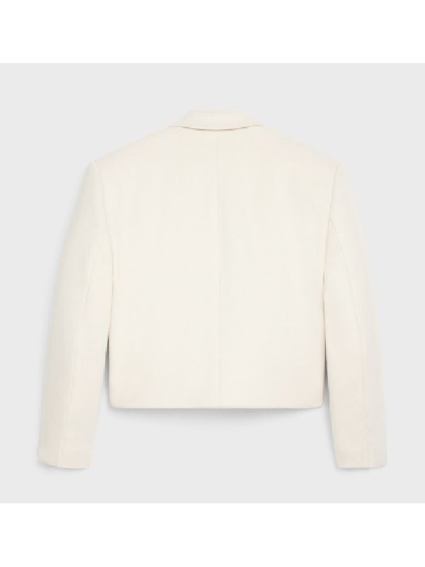 Celine o1w1db11124 Cropped Cashmere Coat in White Size XXS / US 00 / IT 34 - 2 Thumbnail