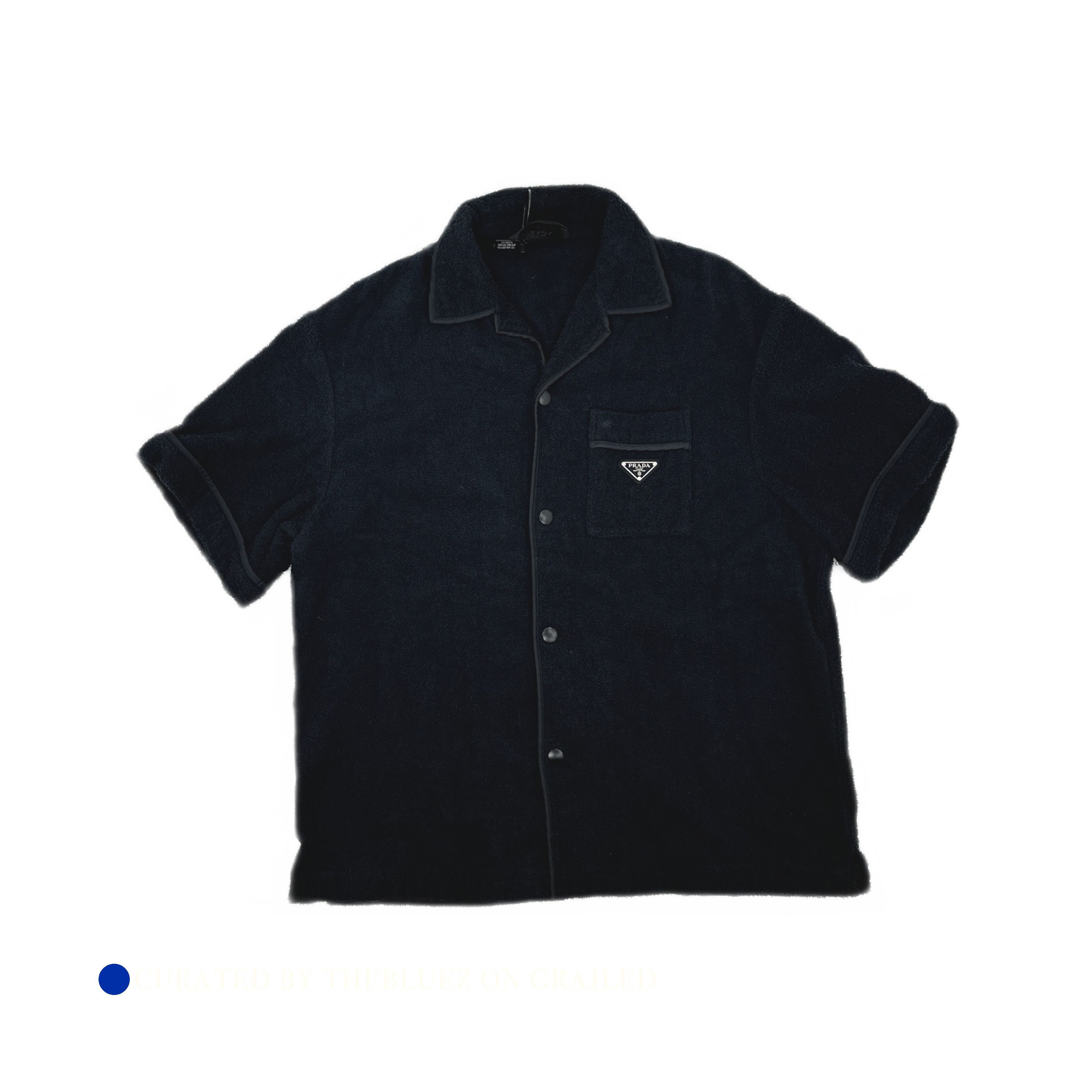 Prada Terry Cloth Button Up Shirt in Black Size US XL / EU 56 / 4 - 1 Thumbnail
