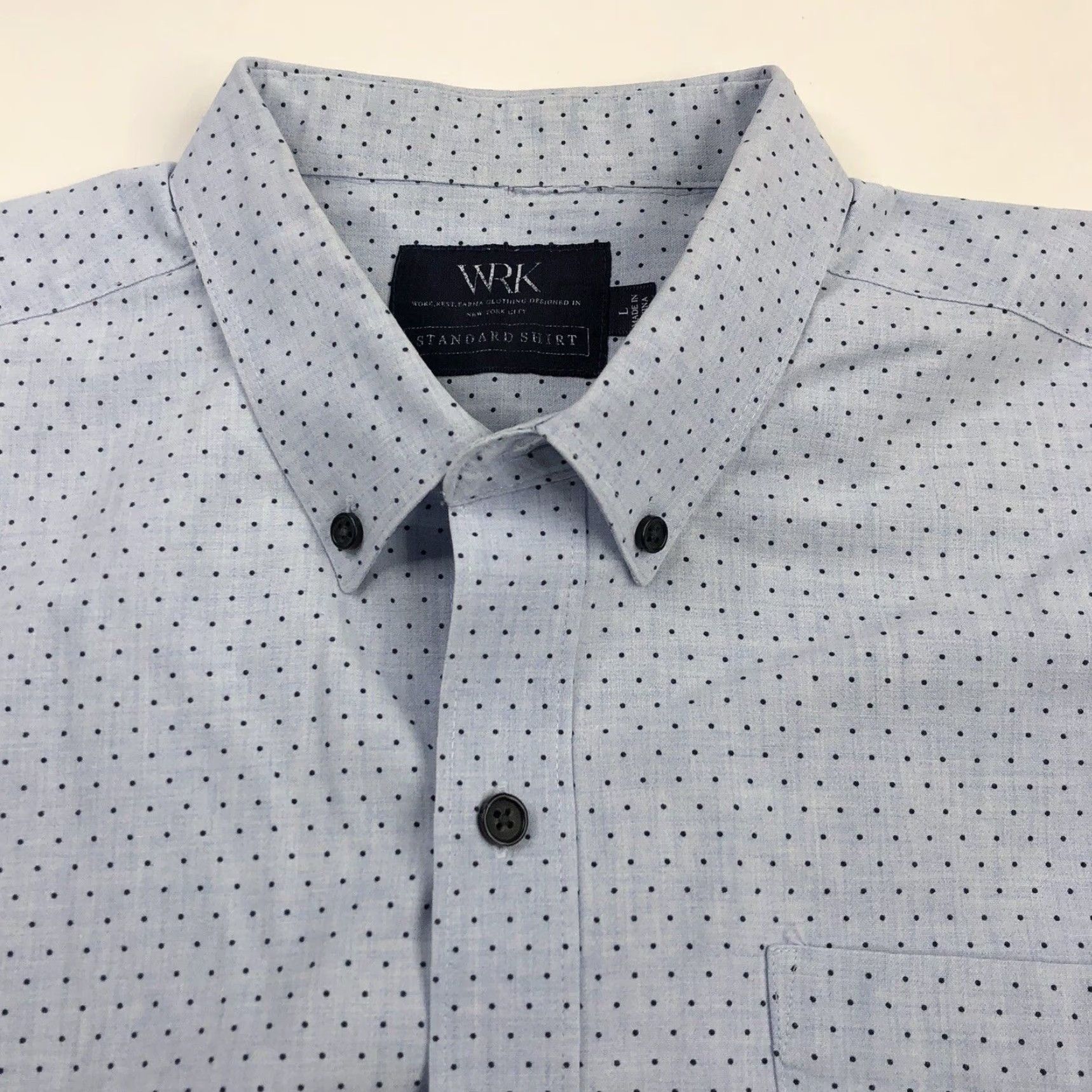 Vintage WRK STANDARD FIT Lg Mens Button Front Long Sleeve Cotton Polka Dot Casual Shirt Size US L / EU 52-54 / 3 - 4 Thumbnail