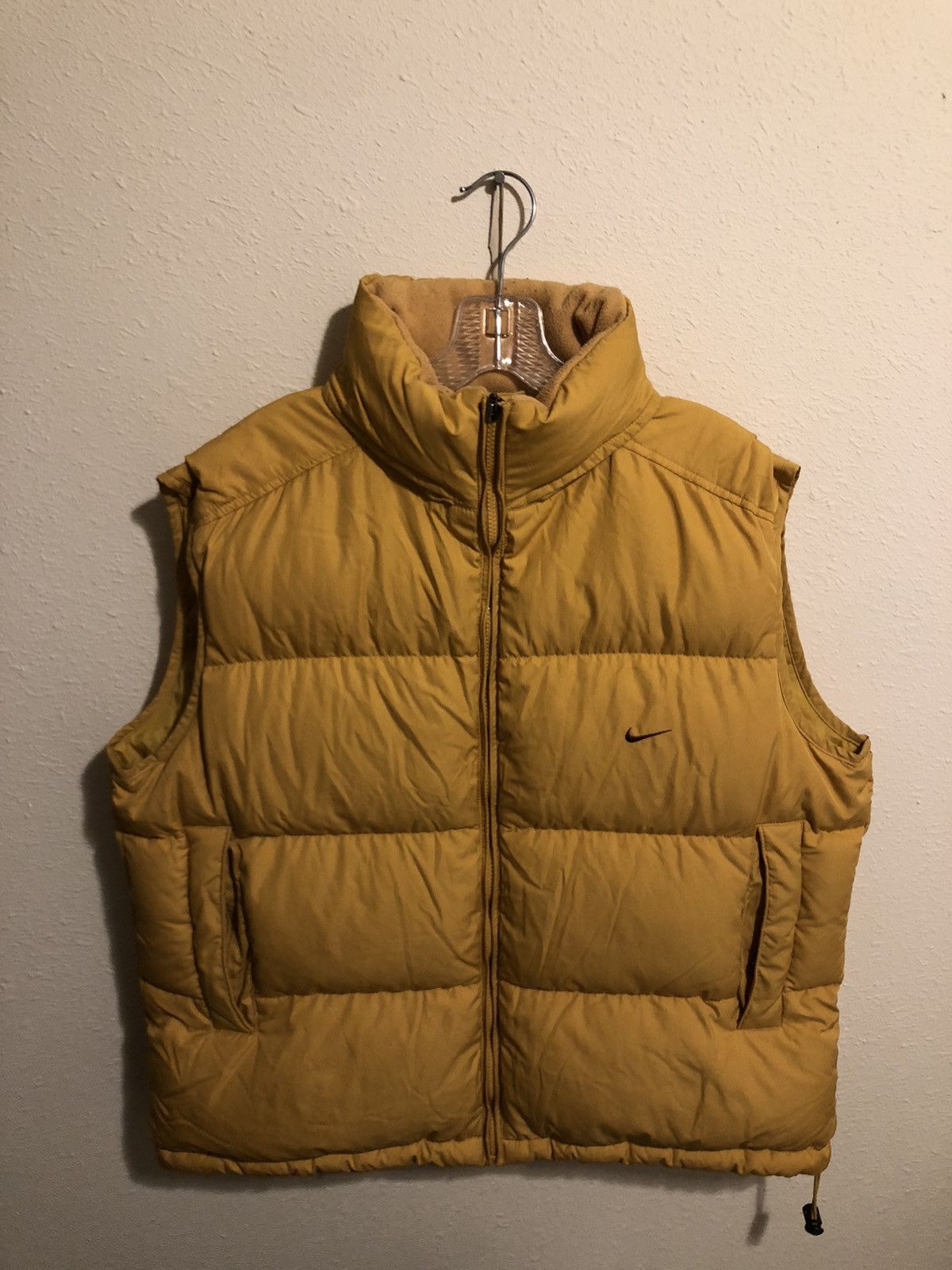 Nike × Vintage Vintage 90’s Y2K Mustard Nike Duck Down Puffer Vest Drill Size US L / EU 52-54 / 3 - 1 Thumbnail