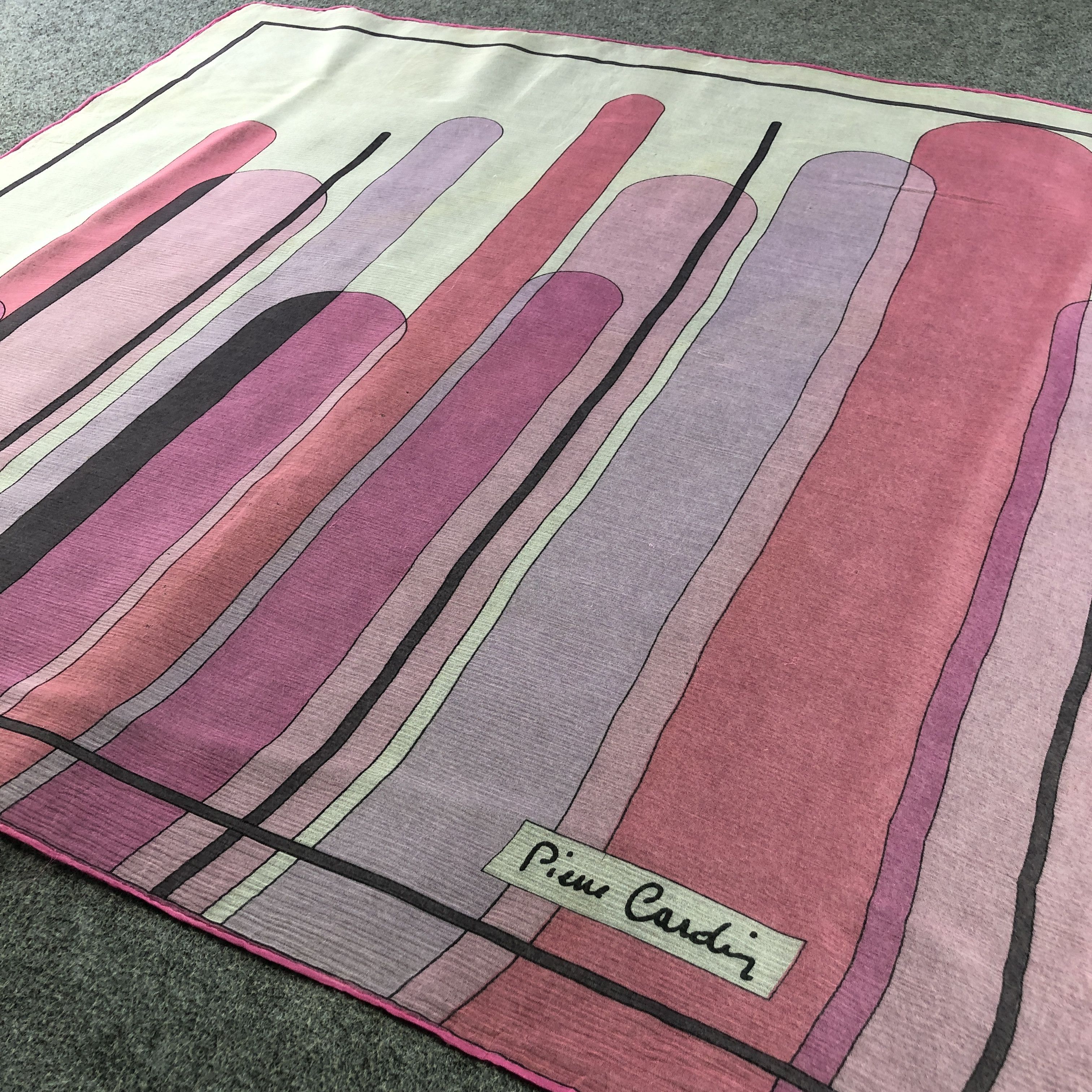 Pierre Cardin Vintage Pierre Cardin Abstract Hand Rolled Silk Scarf M1357 Size ONE SIZE - 3 Thumbnail