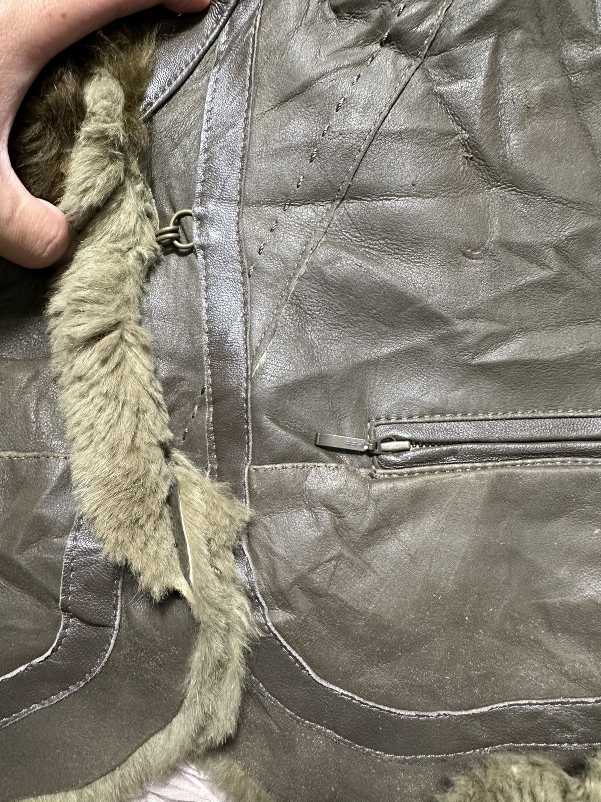 Vintage Renault Fur Collar Leather Jacket Size M / US 6-8 / IT 42-44 - 7 Thumbnail