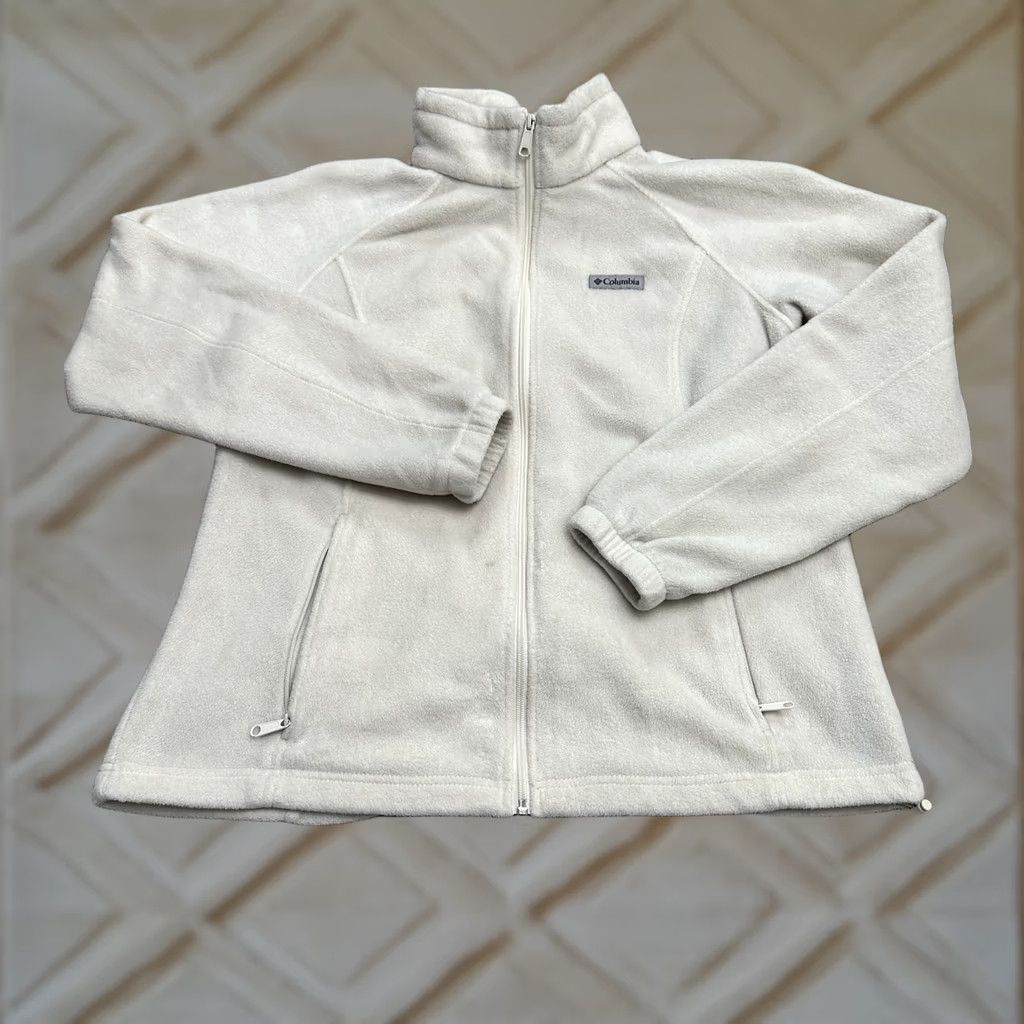 Vintage Columbia Benton Springs Jacket Womens XL Cream Full Zip Fleece Outdoor Mid-Length Long Sleeve Pockets Zipper Regular Ivory Size XL / US 12-14 / IT 48-50 - 1 Thumbnail
