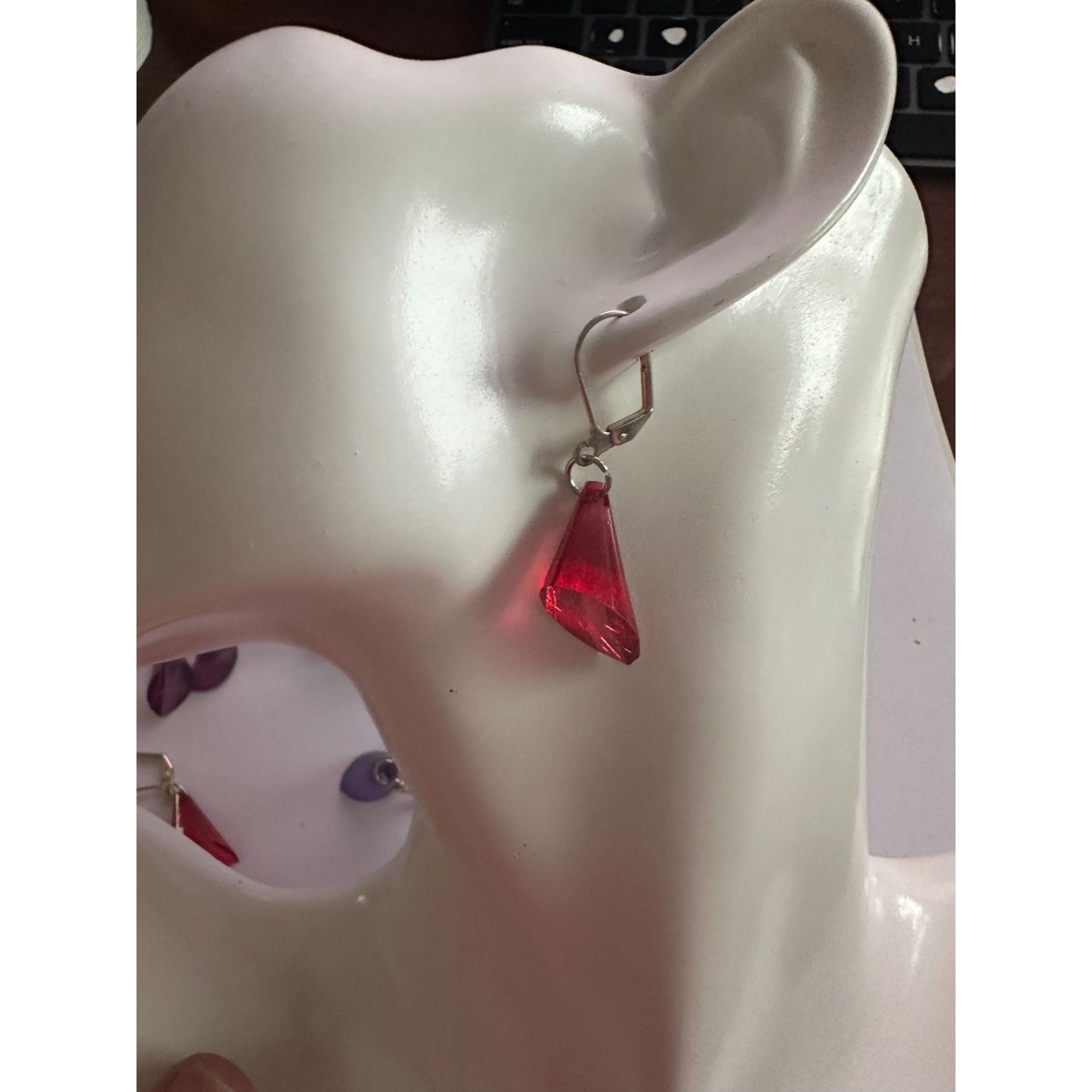 Other 5 Pairs of Women's Dangle Earrings (Gray, Red, Orange, Purpl Size ONE SIZE - 7 Thumbnail