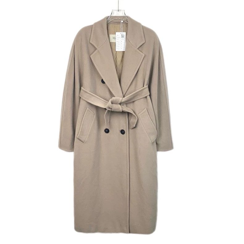 Max Mara Max Mara 101801 Sand Wool Lapel Double Breasted Belted Coa Size M / US 6-8 / IT 42-44 - 1 Thumbnail