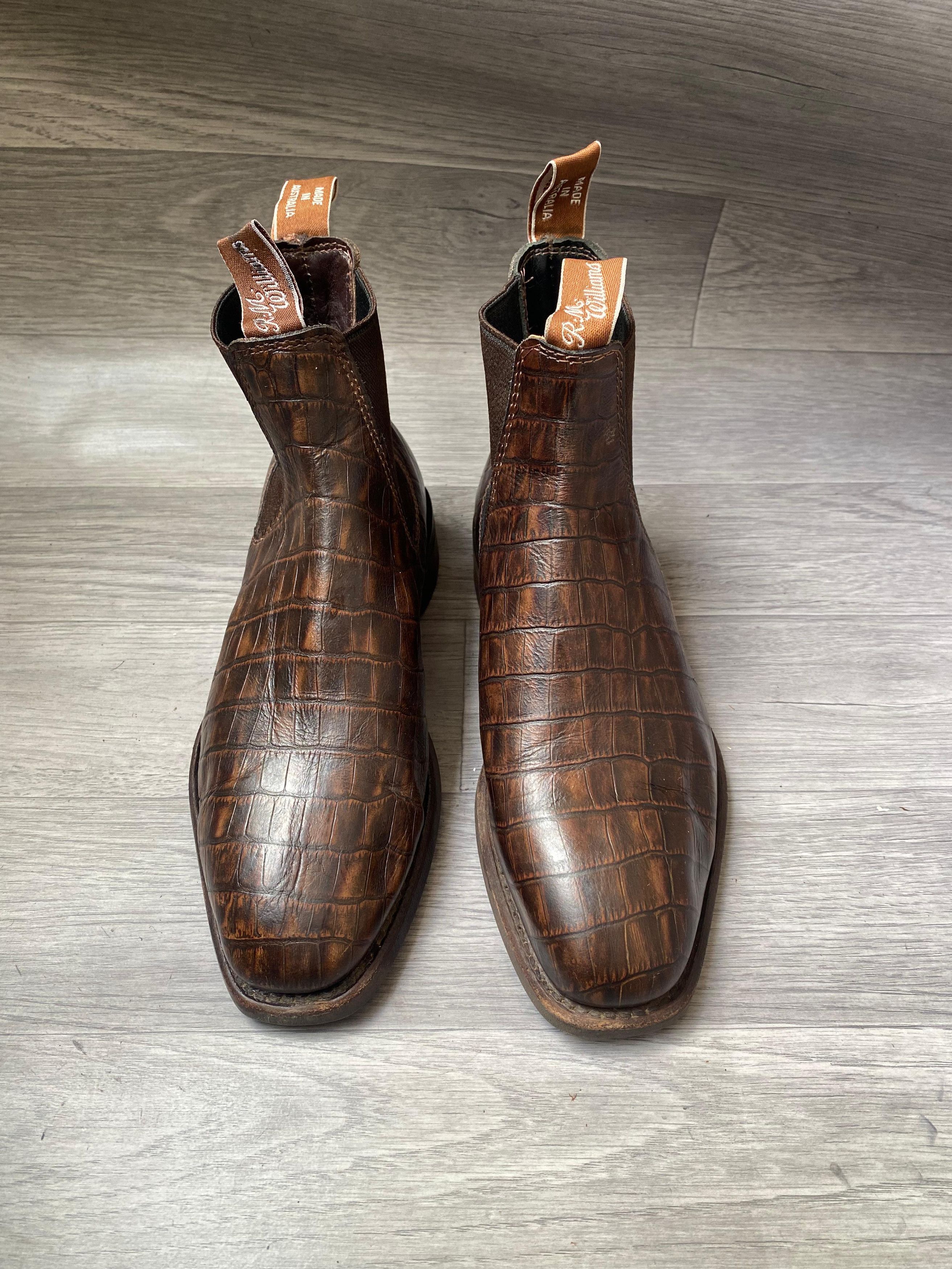 Rm williaCrocodile Embossed Leather Chelsea Boots Sz UK