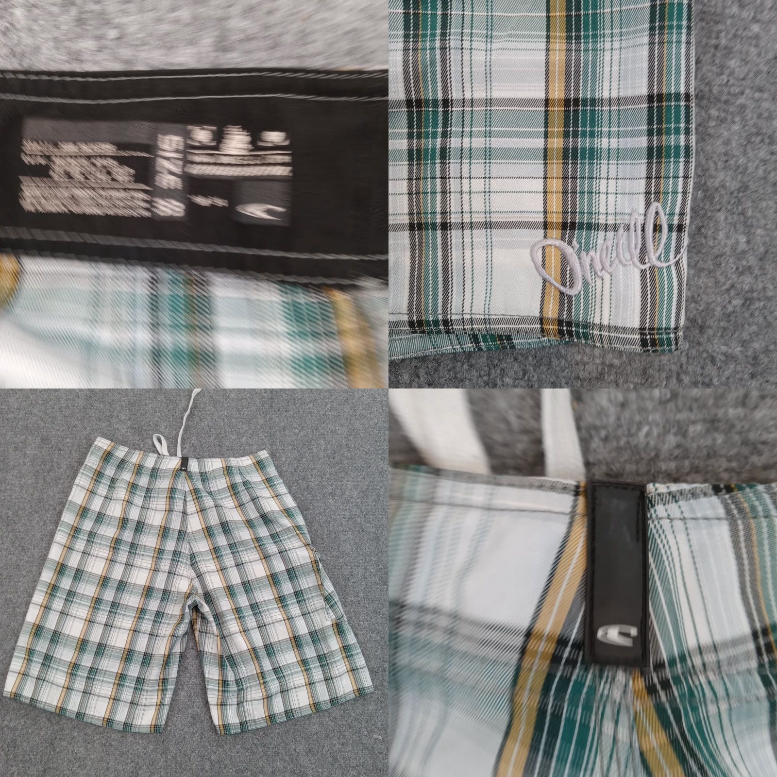 O'Neill O'Neill Board Shorts Mens Regular 33 Green Plaid Polyester Drawstring Surfing Beach Size US 33 - 8 Thumbnail