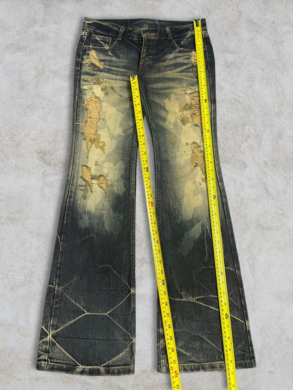 GOSTAR DE FUGA Japanese Goth Acid Wash Distressed Avant-Garde Flare Denim Size 32" / US 10 / IT 46 - 19 Thumbnail