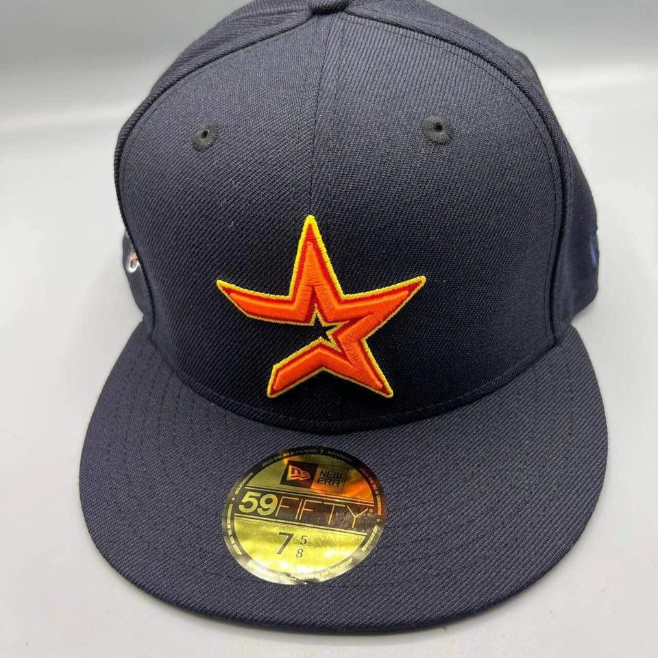 New Era Houston Astros Hat Men 7 5/8 59Fifty New Era MLB Fitted Cap Size ONE SIZE - 3 Thumbnail