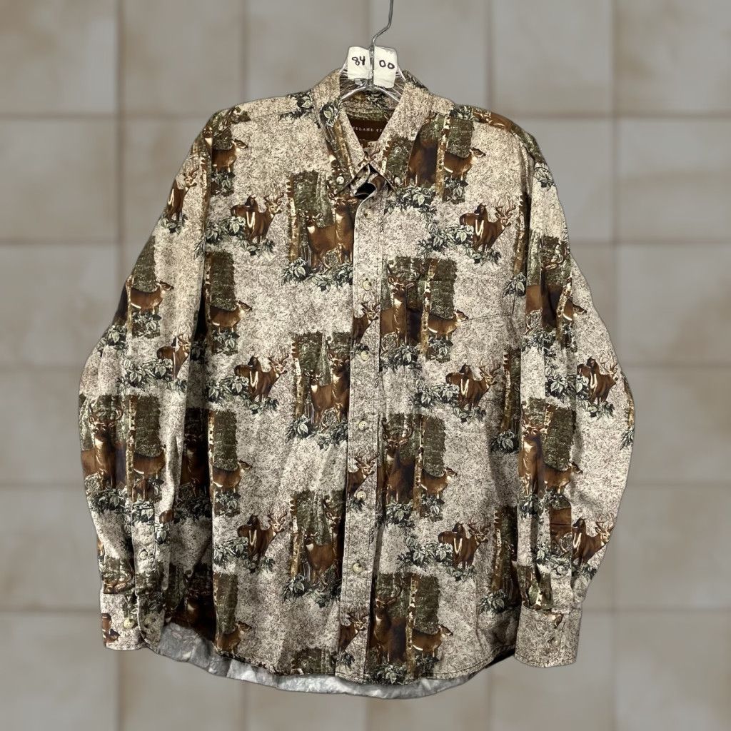 Vintage VINTAGE Woodland Trail Cotton Knit Button-Up Shirt Men Long Sleeve Dear Print Nature Buck Whitetail 90s Casual Size US M / EU 48-50 / 2 - 1 Thumbnail