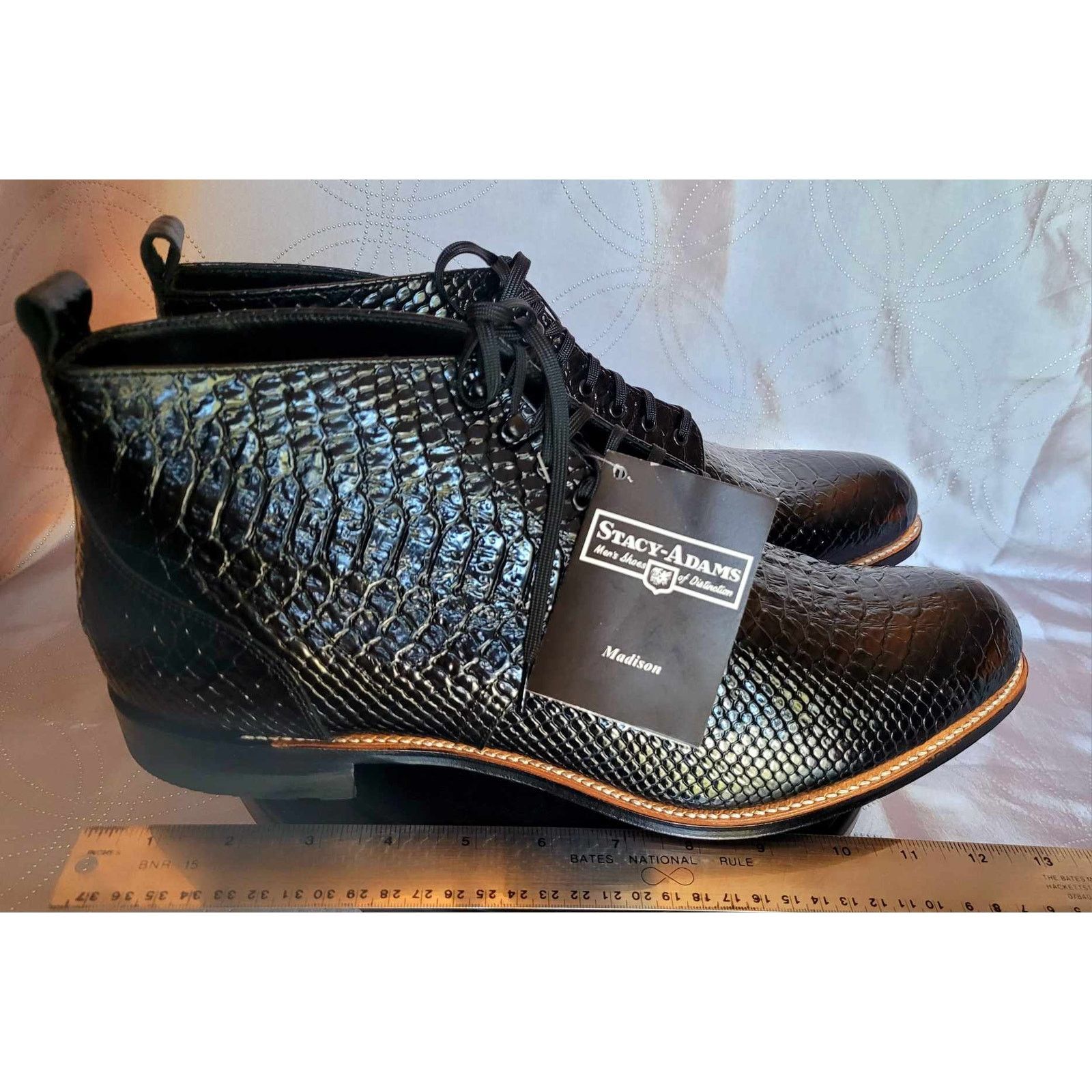 Stacy Adams NEW Size 14D Stacy Adams Black Leather High Top Boots Shoes Size US 14 / EU 47 - 18 Thumbnail