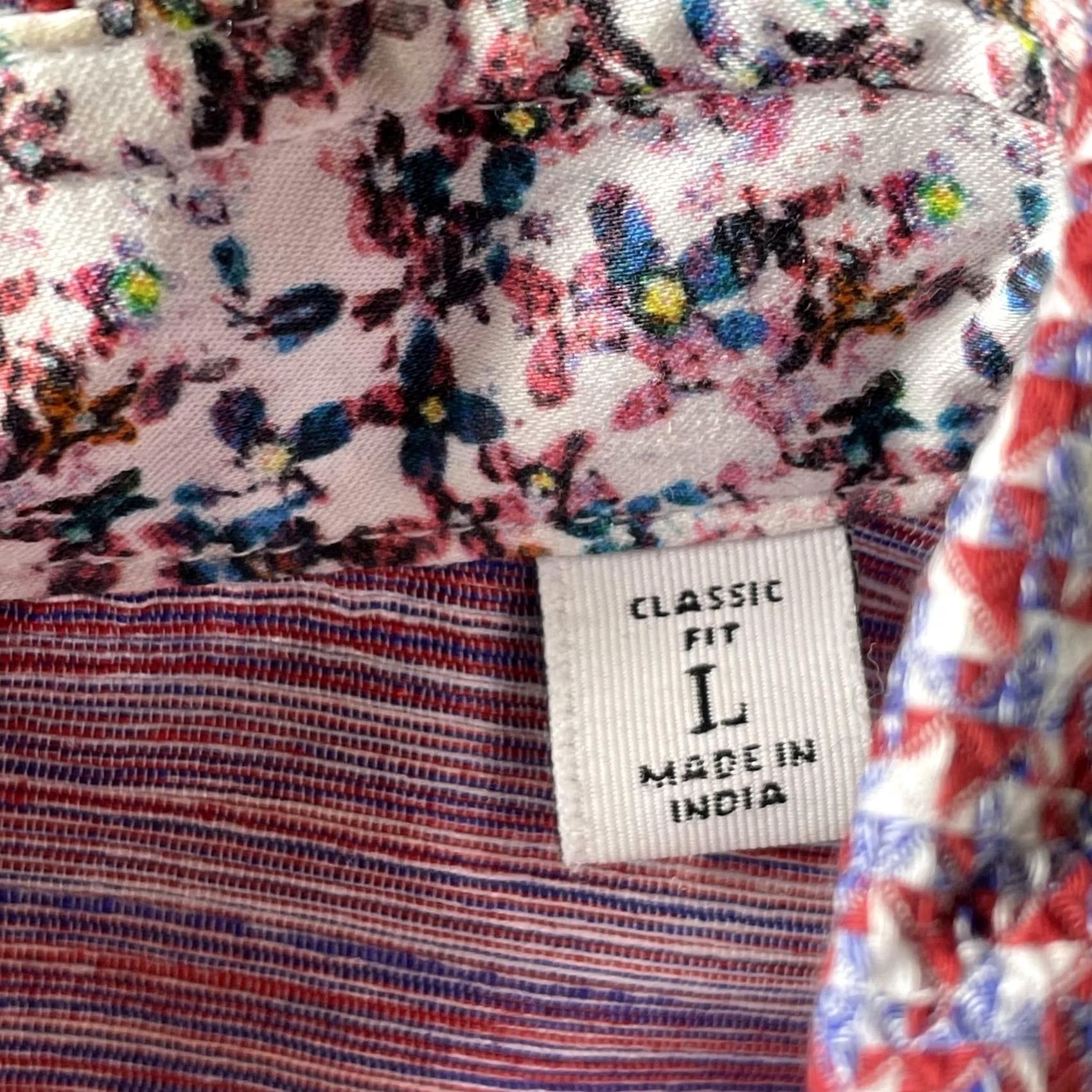 Robert Graham VINTAGE? No. Robert Graham Shirt Mens Large Red Blue Geometric Classic Fit Long Sleeve Cotton Size US L / EU 52-54 / 3 - 5 Thumbnail