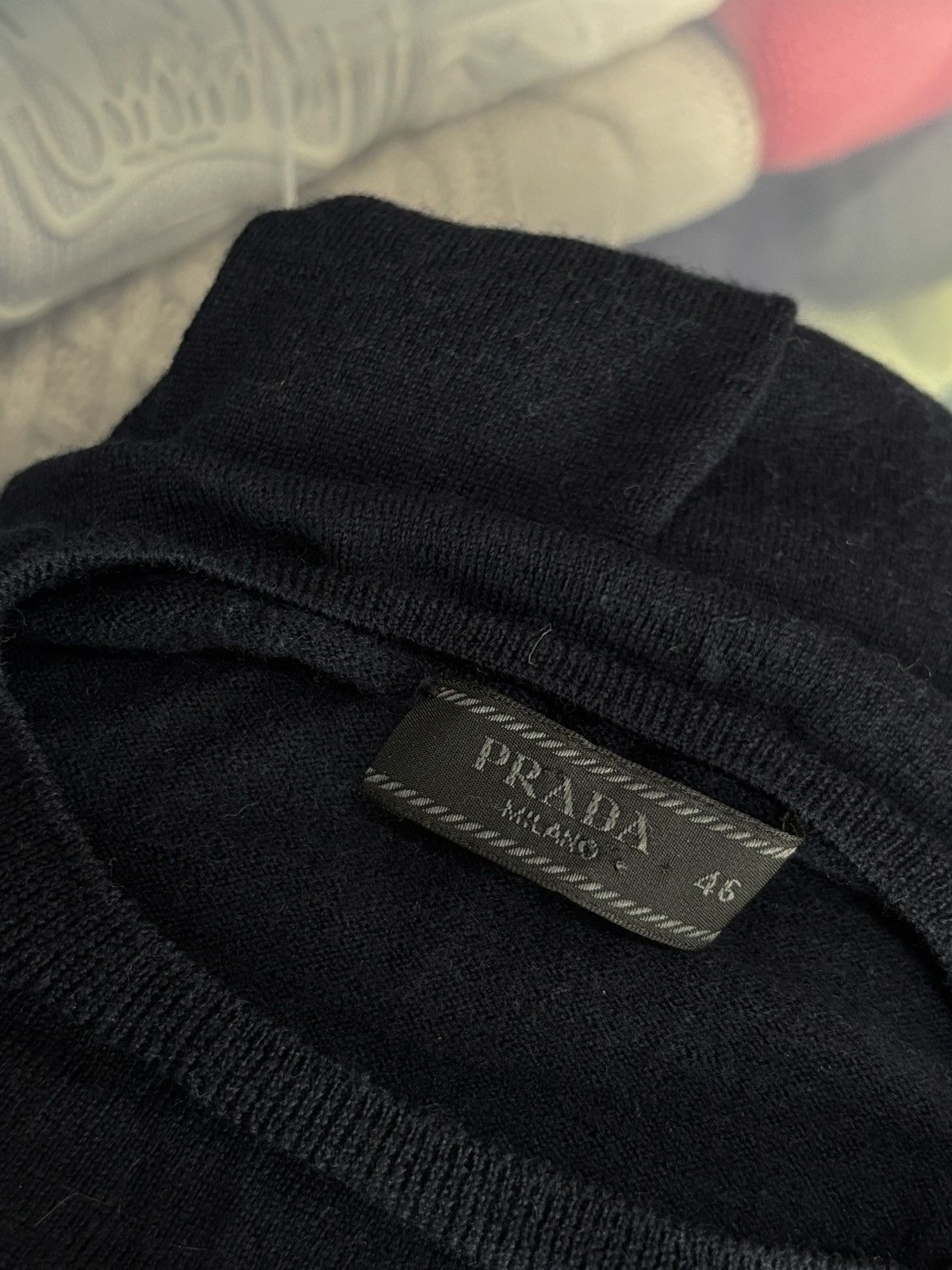 Prada Prada Dark Navy Wool Vintage Sweater Size L / US 10 / IT 46 - 7 Thumbnail