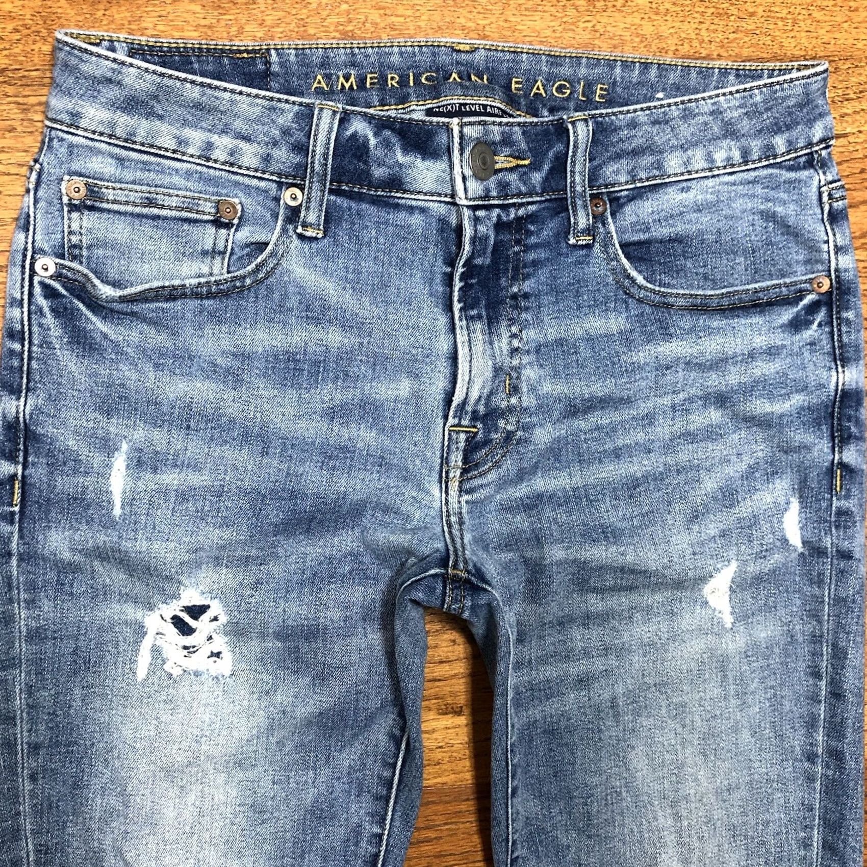 American Eagle Outfitters American Eagle Outfitters Skinny Jeans Blue Denim Mens 31x32 Distressed Classic Size US 31 - 3 Thumbnail