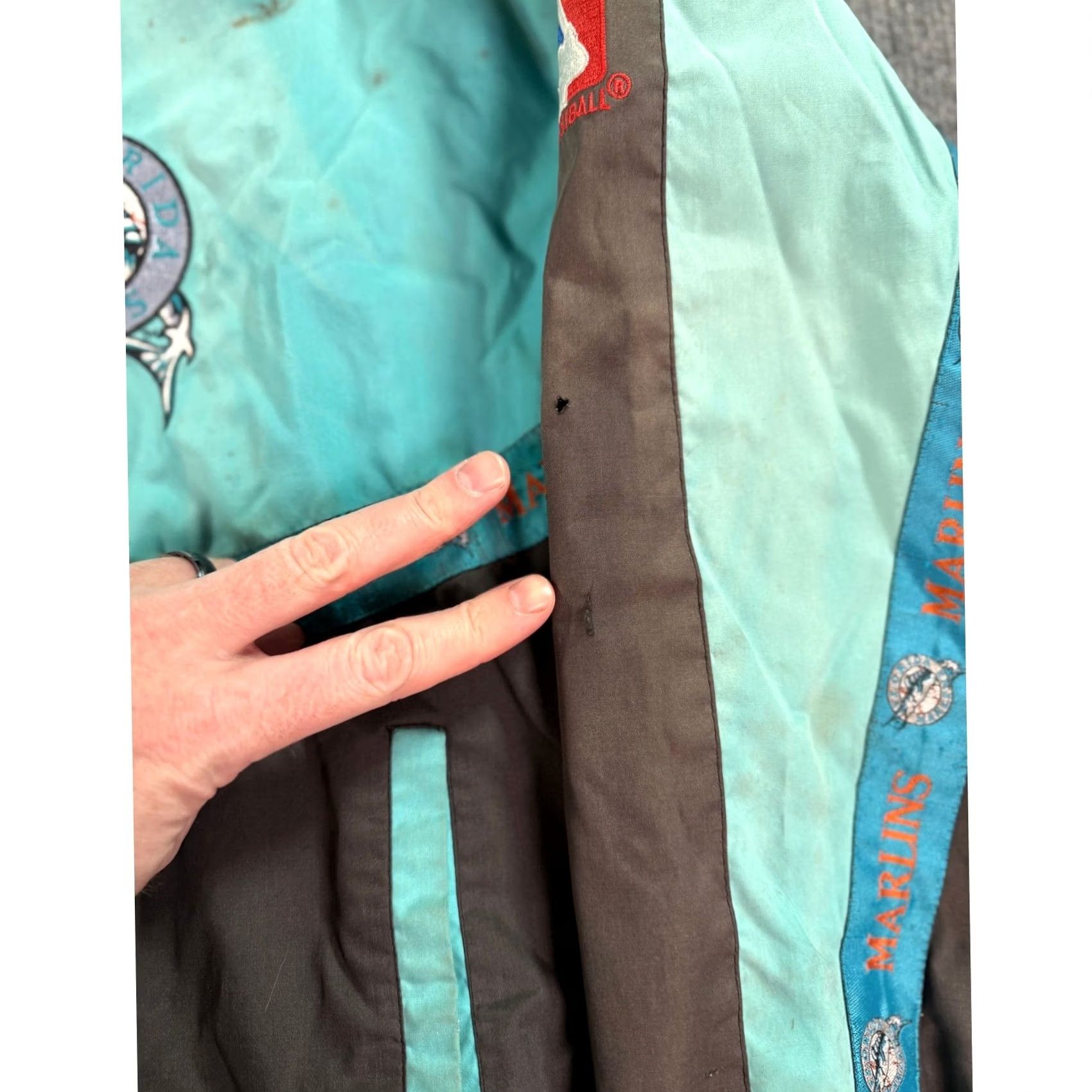 MLB VINTAGE Florida Marlins Windbreaker Jacket Mens XL Black Teal 90s MLB Baseball Size US XL / EU 56 / 4 - 6 Thumbnail