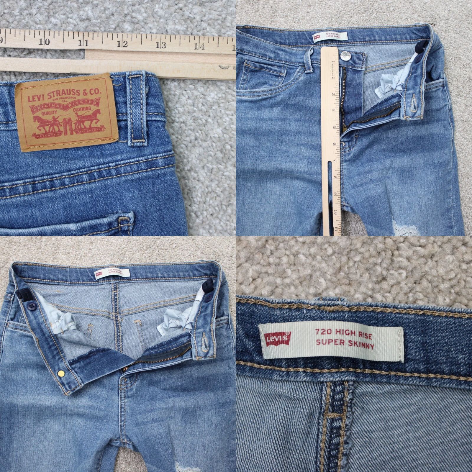 Levi's Levi’s Jeans Womens 16 High Rise Super Skinny Denim Distressed 720 Blue Size 38" / US 16 / IT 52 - 8 Thumbnail