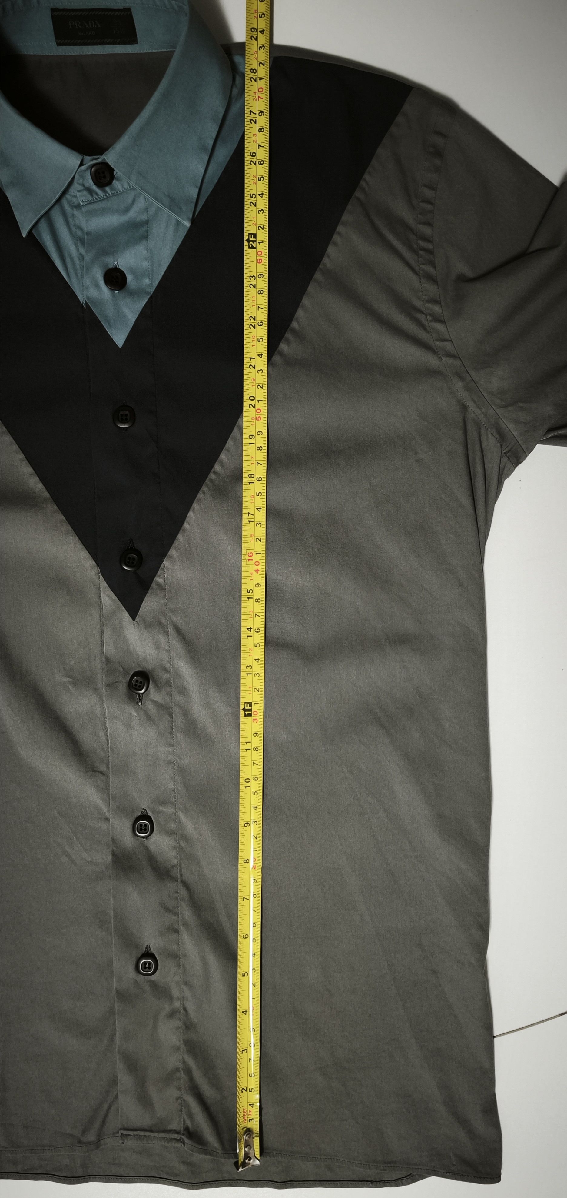 Prada FW2011 - Gray shirt with black and light blue details Size US M / EU 48-50 / 2 - 16 Thumbnail