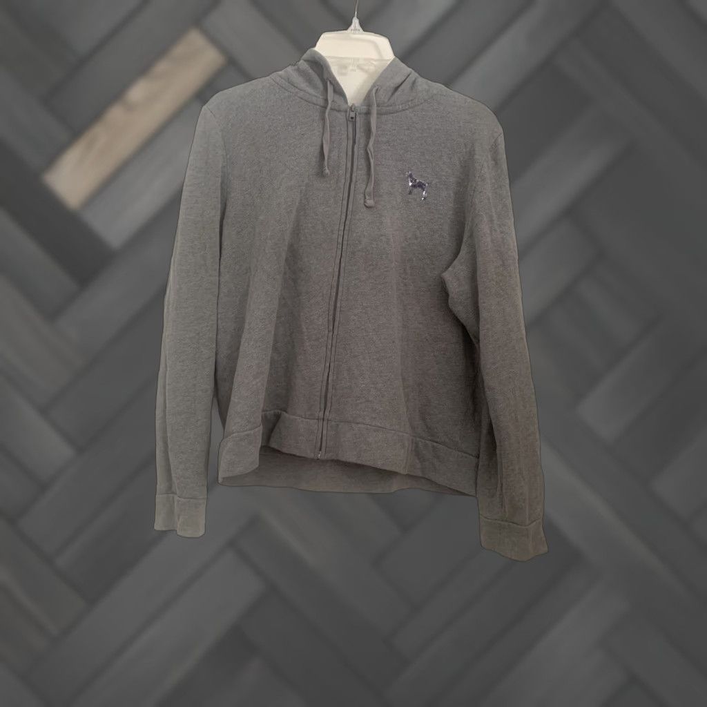 Victoria's Secret Victoria's Secret PINK Hoodie Sweatshirt Zip Up Hooded Gray L Womens Regular Activewear Modern Vintage: No Size L / US 10 / IT 46 - 1 Thumbnail