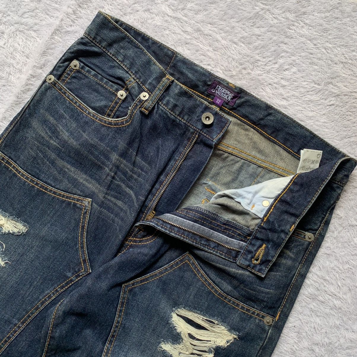 If Six Was Nine purple and yellow distressed double knee buckle back studded Size US 32 / EU 48 - 5 Thumbnail