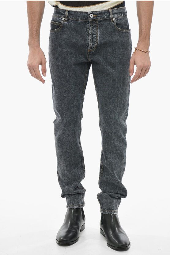 image of Balmain Slim Fit Jeans 15 Cm in Grey, Men's (Size 31)