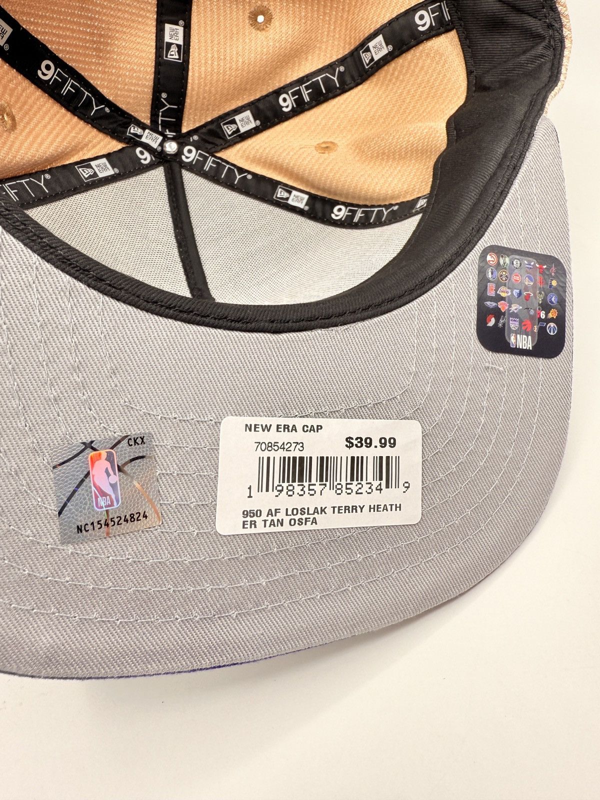 New Era Los Angeles Lakers Hat Men Tan/Purple Corduroy 9Fifty Size ONE SIZE - 8 Thumbnail