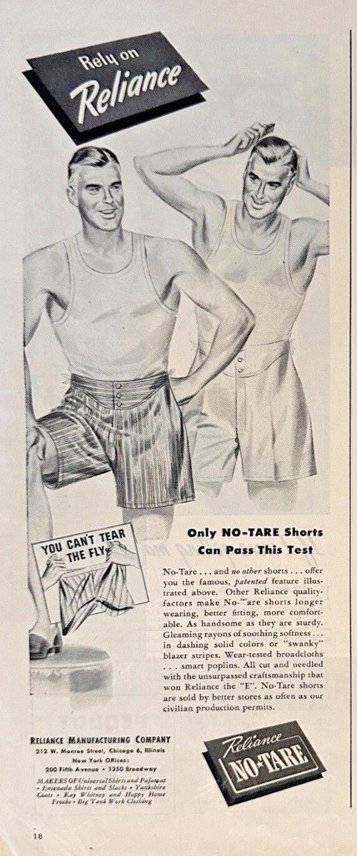 Vintage 1940s reliance MFG no tare boxer shorts rayon gym WWII 31 Size US 31 - 12 Thumbnail