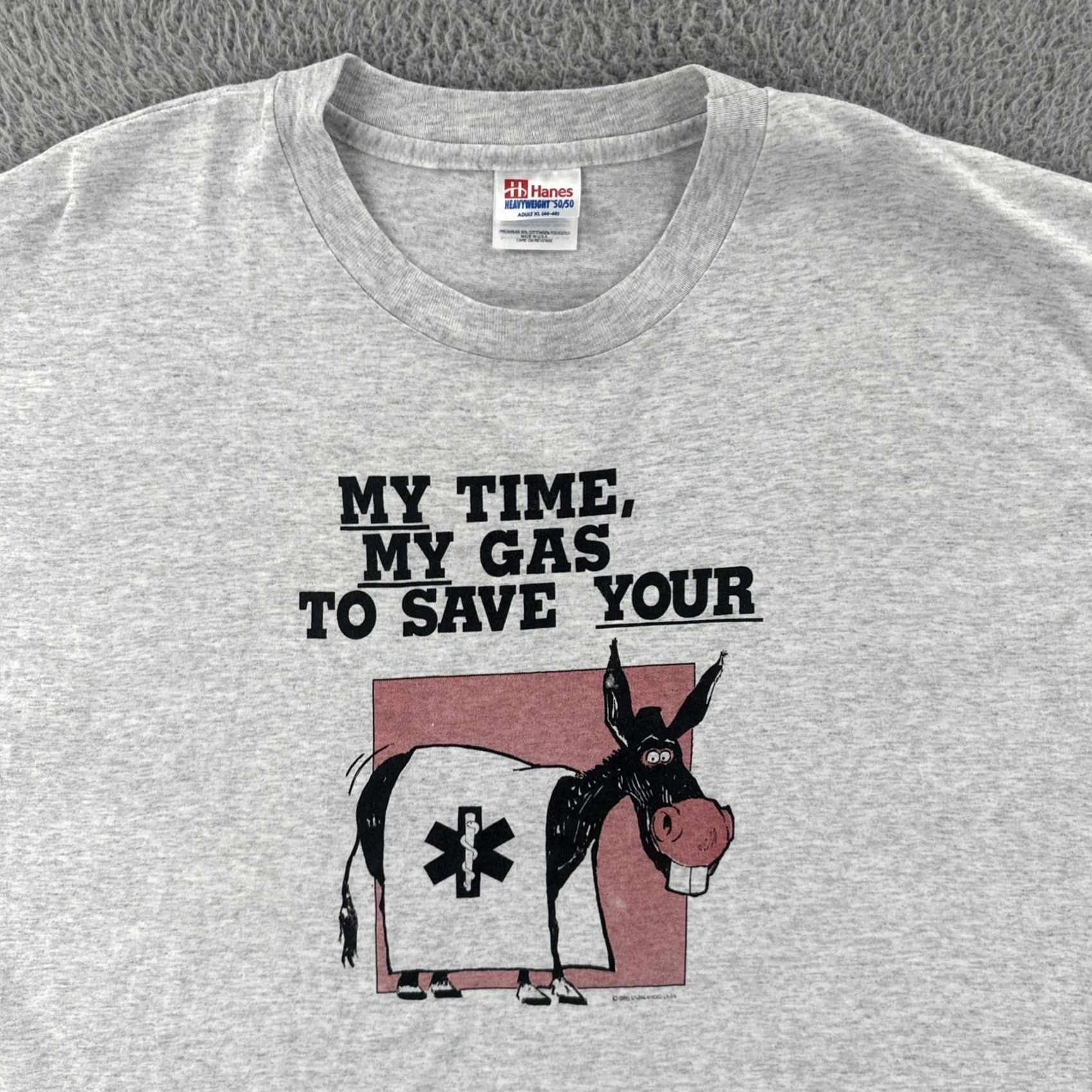 Hanes VINTAGE Hanes Men’s XL Gray T Shirt Made In USA 80s Funny Graphic Print Tee EUC Shirt Mens XL Gray 80s Funny Graphic Print Art Holiday? Size US XL / EU 56 / 4 - 5 Thumbnail