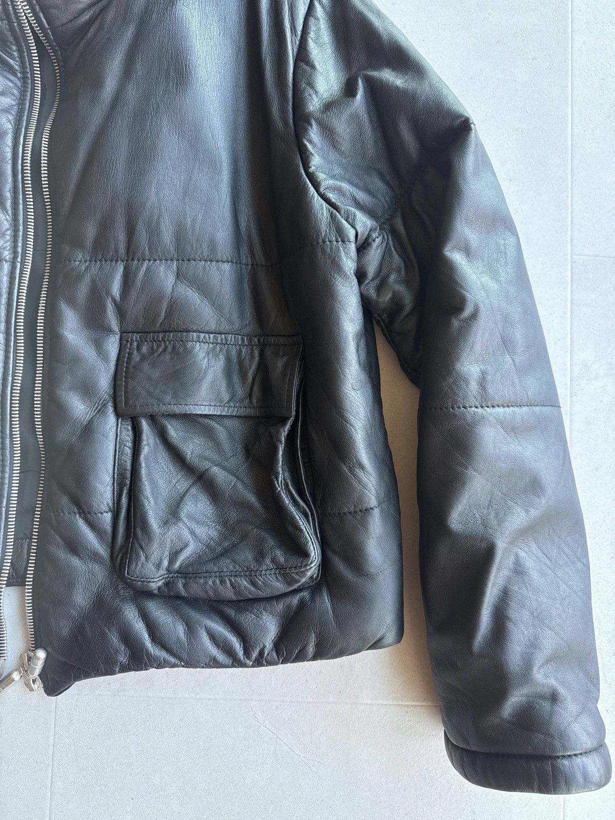 Rhude Rhude black leather puffer jacket sz L Size US L / EU 52-54 / 3 - 3 Thumbnail