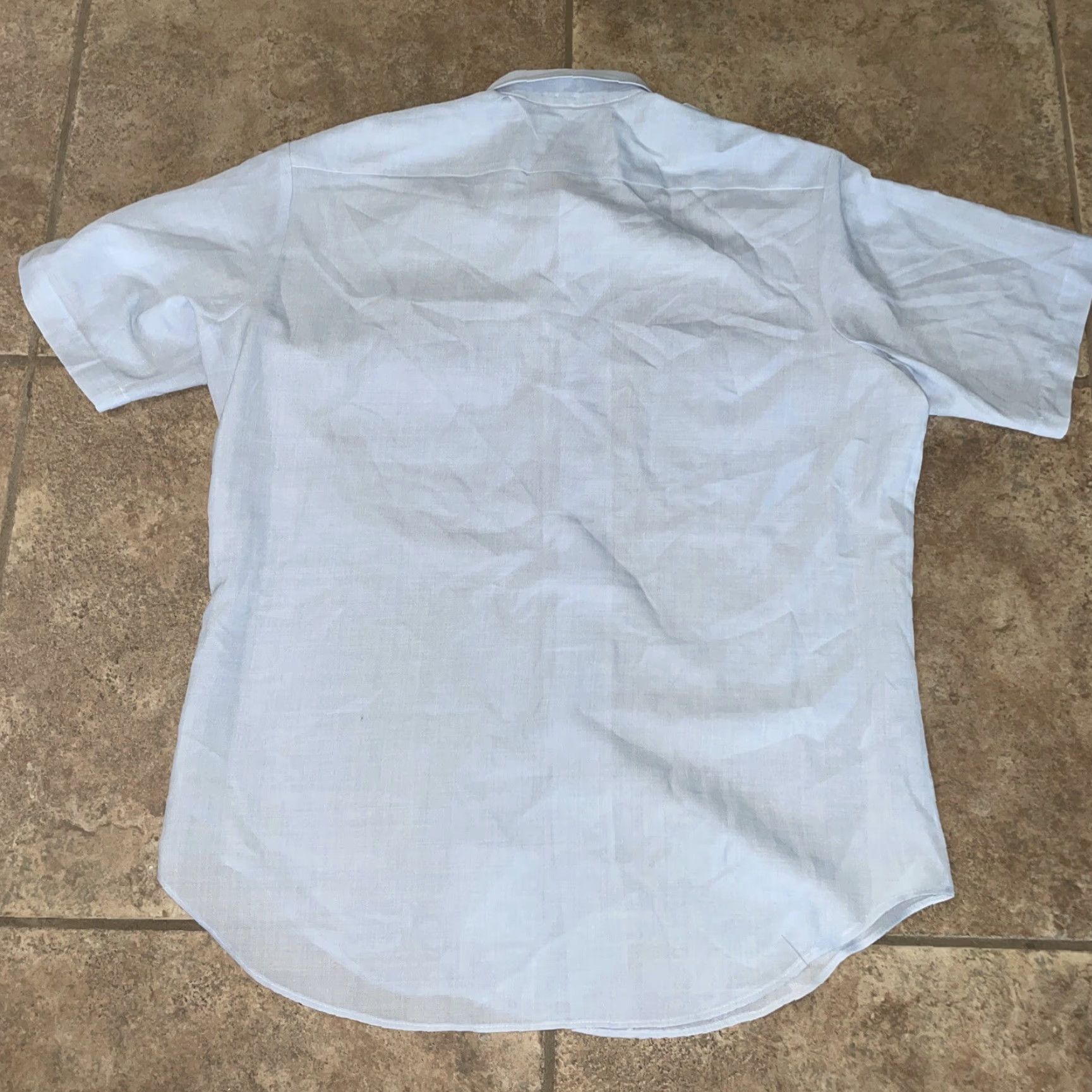 Vintage VTG Citadel Military Style Button-Down Shirt Polyester Wool Blend Mens Size 17 Blue Short Sleeve Button-Up Shirt Mens 17 Military VTG Citadel Size US XL / EU 56 / 4 - 6 Thumbnail