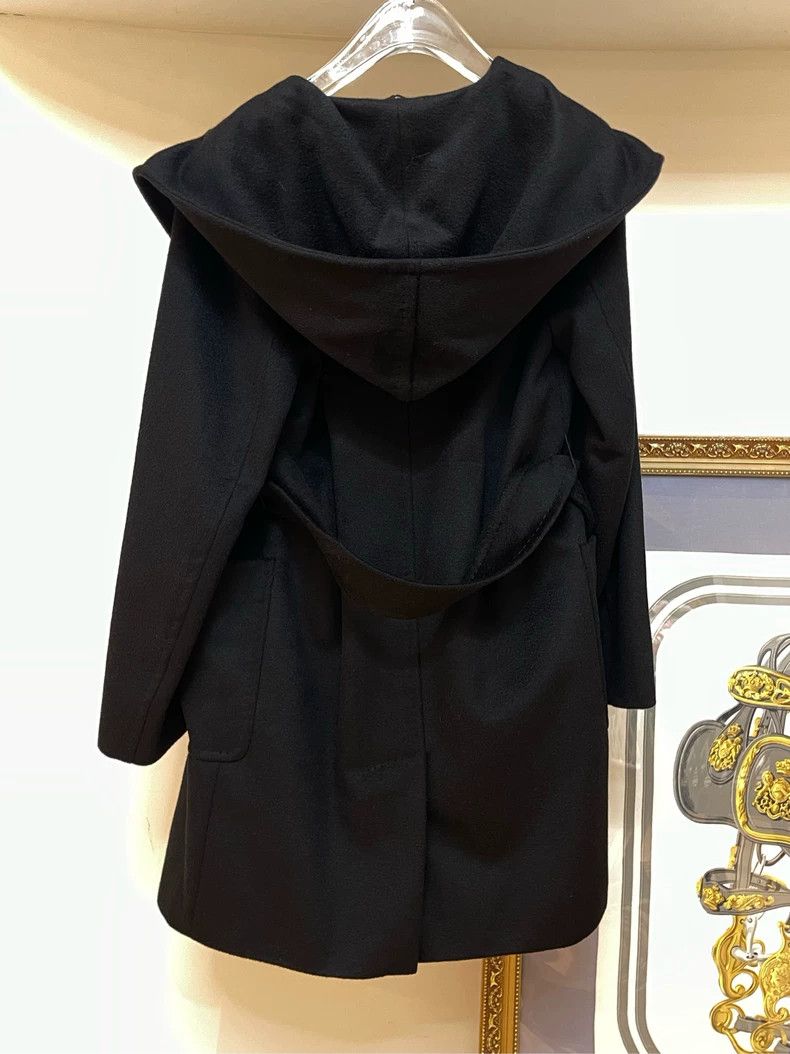 Max Mara Max Mara Black RIALTO Camel Fleece Hooded Lapel Lace Up Ba Size S / US 4 / IT 40 - 2 Thumbnail