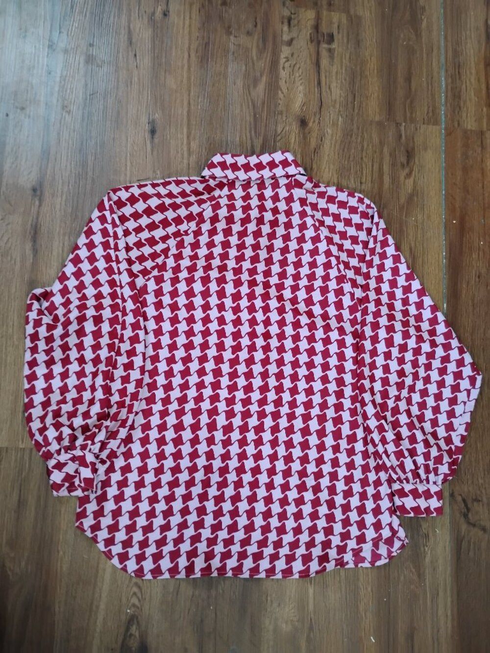 Other Vintage Loubella Houndstooth Tile Polyester Disco Shirt Size M / US 6-8 / IT 42-44 - 6 Thumbnail