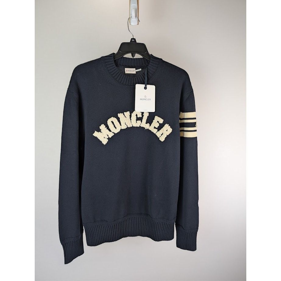 Moncler o1rshd1 Girocollo Tricot Sweater in Navy Size US XXL / EU 58 / 5 - 1 Thumbnail