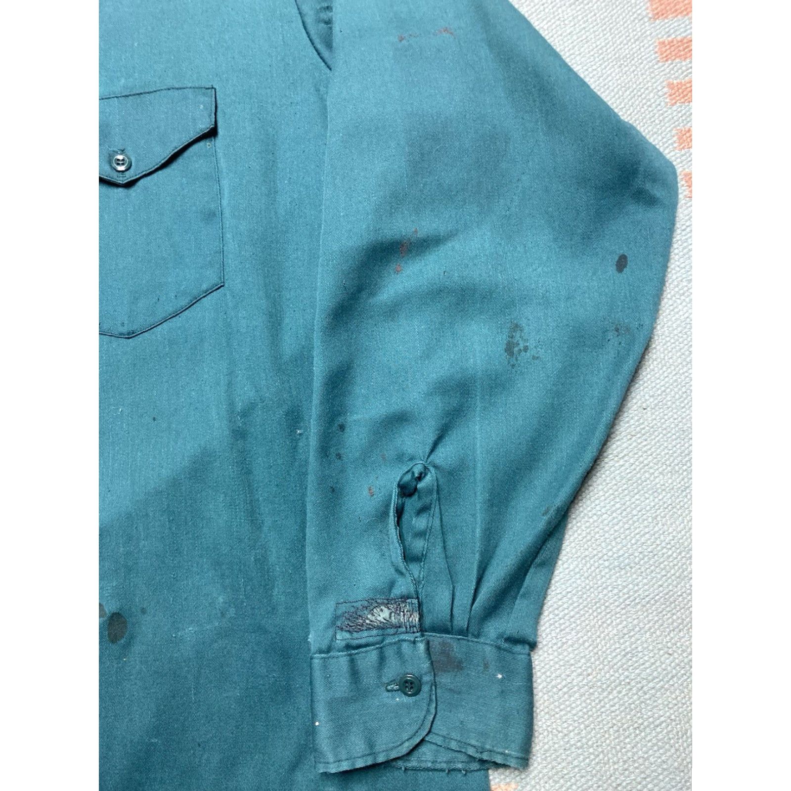 Vintage VINTAGE 70s long sleeve work shirt twill shirt XL distressed Size US XL / EU 56 / 4 - 4 Thumbnail