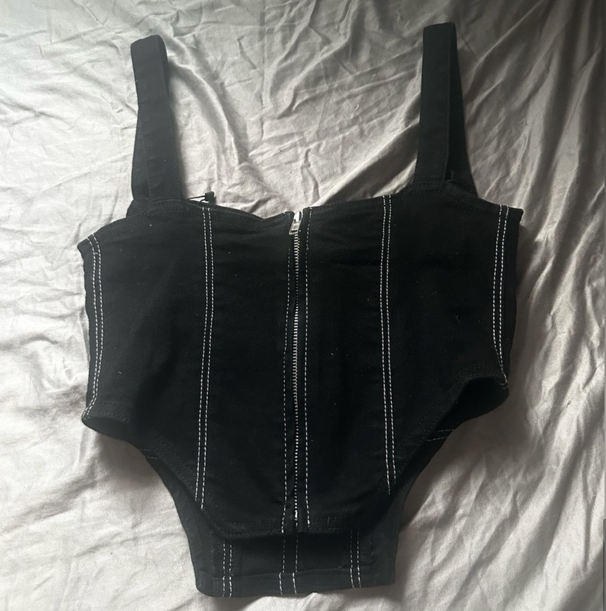 Zara Zara denim corset style top & split jeans set Size S / US 4 / IT 40 - 4 Thumbnail