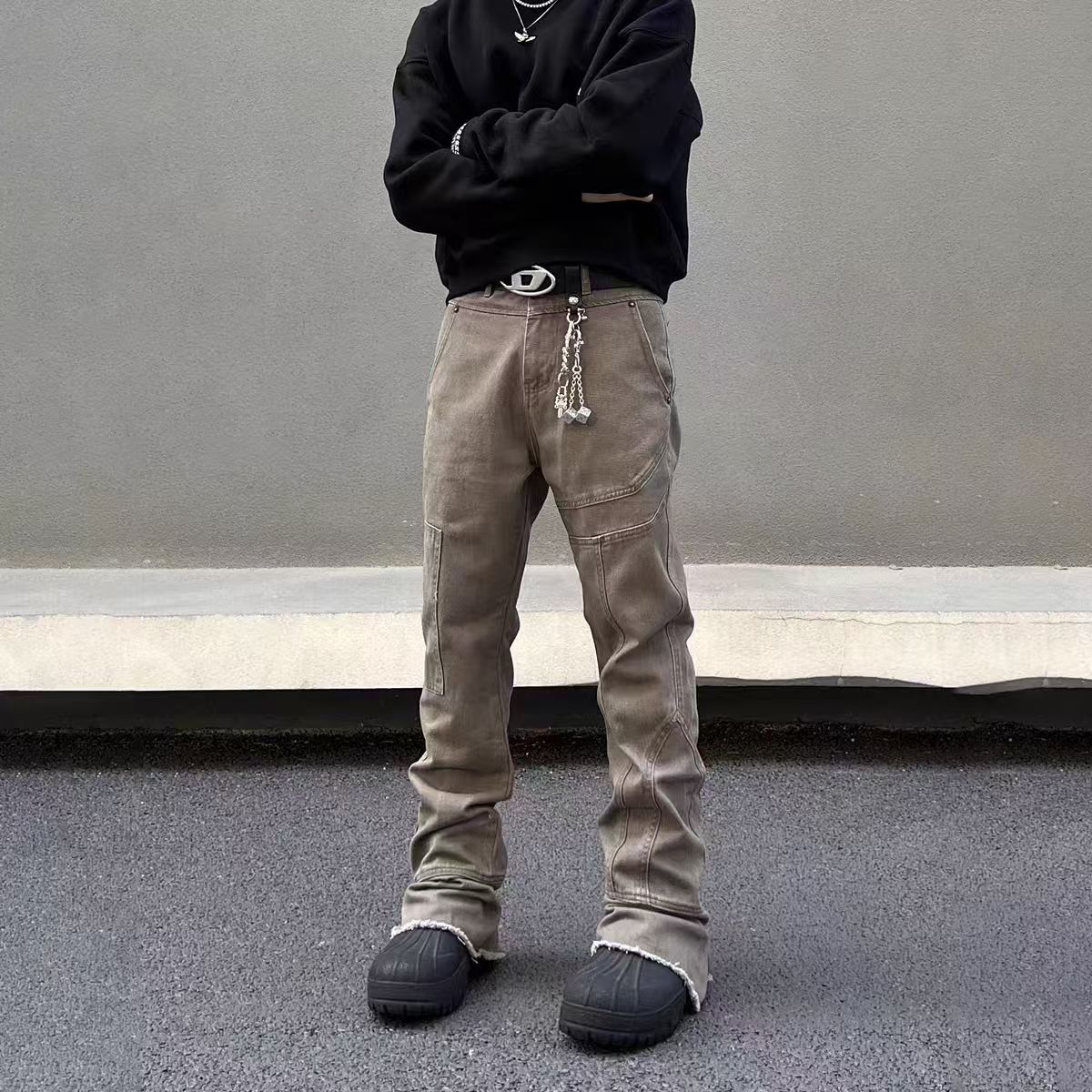 Japanese Brand × Jean Vintage workwear micro flare patchwork jeans Size US 34 / EU 50 - 6 Thumbnail