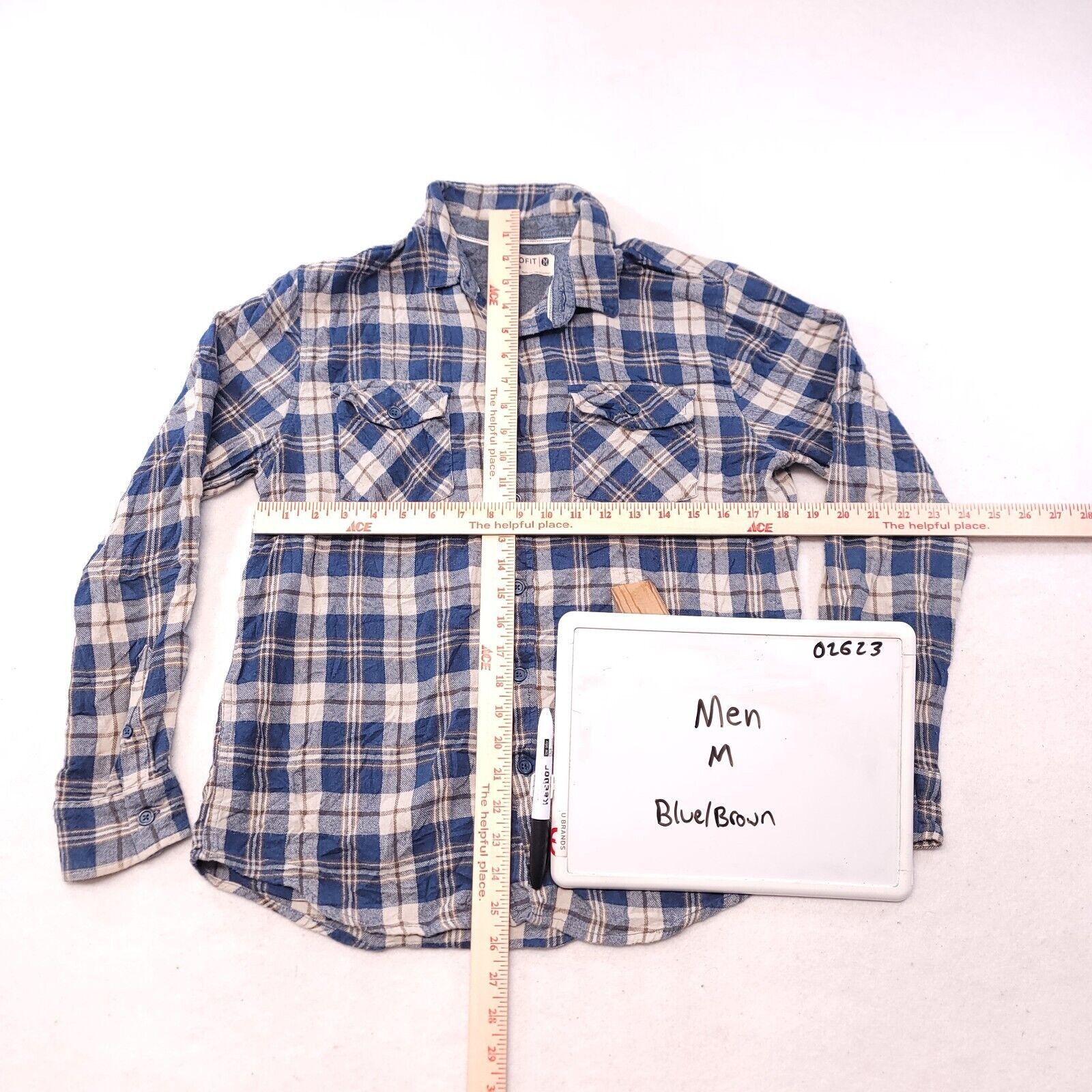 Retrofit Retrofit Tartan Flannel Shirt Mens Size Medium M Blue Brown Size US M / EU 48-50 / 2 - 6 Thumbnail