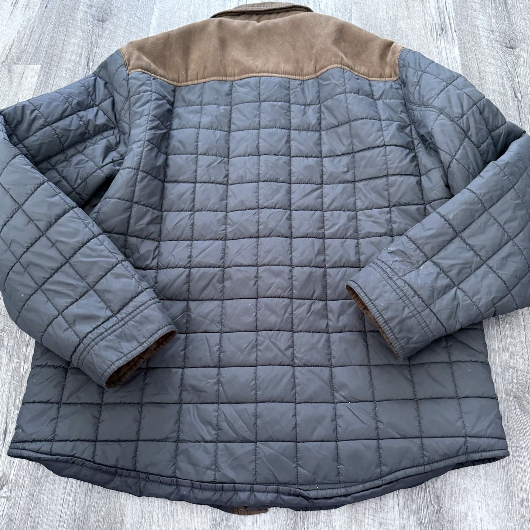 Tasso Elba Tasso Elba Shirt Jacket Mens XL Charcoal Brown Elbow Patch Quilted Shacket Size US XL / EU 56 / 4 - 5 Thumbnail