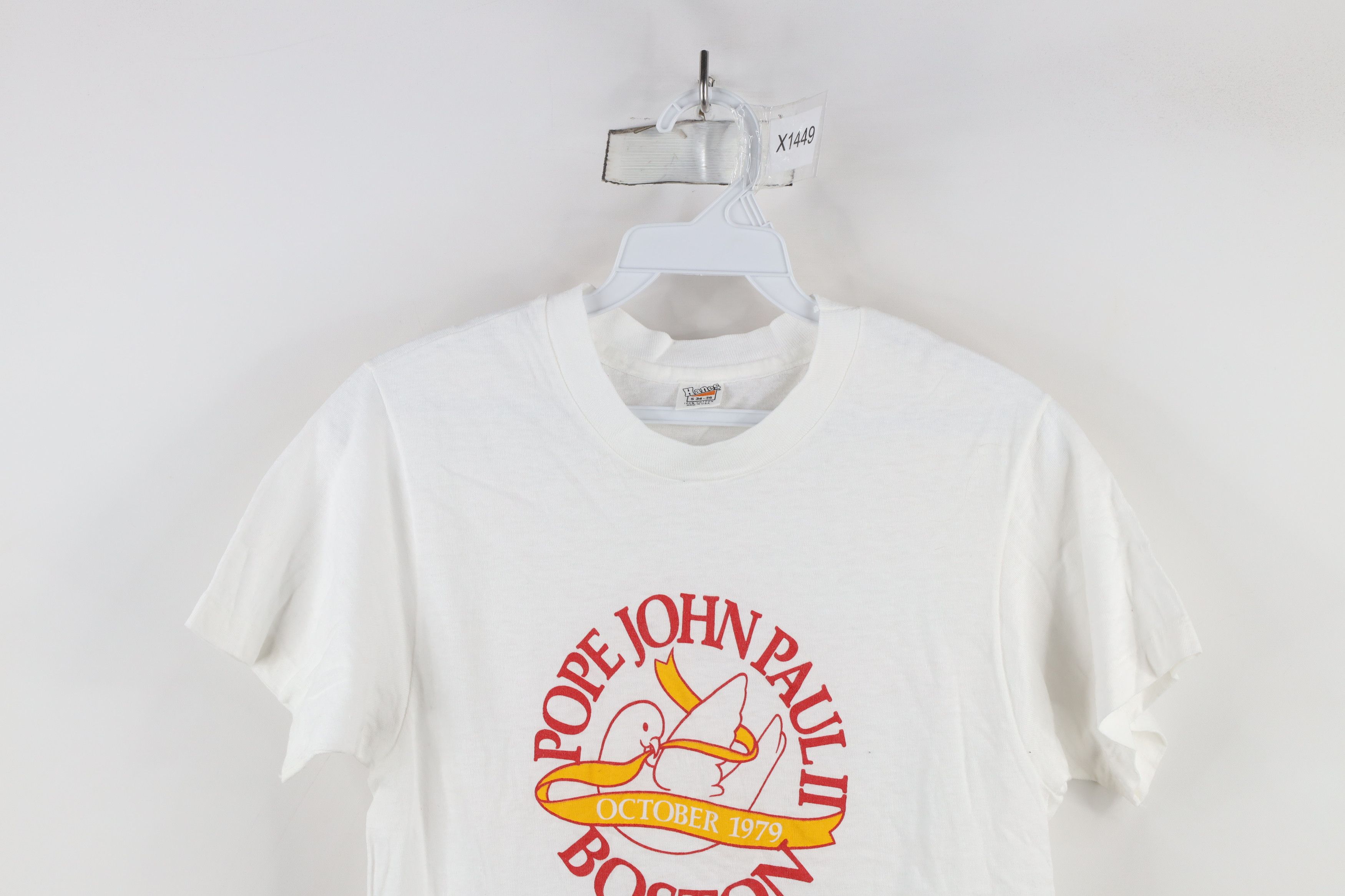 Vintage Vintage 70s Pope John Paul II Boston Catholic T-Shirt USA Size S / US 4 / IT 40 - 2 Thumbnail