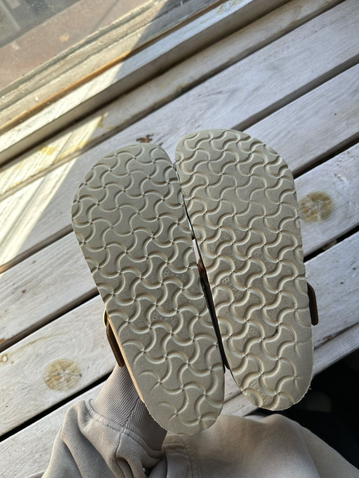 Birkenstock 🚨 VNTG Birkenstock 39 brown unisex Luxe Sandals rare slides Size US 9 / IT 39 - 16 Thumbnail