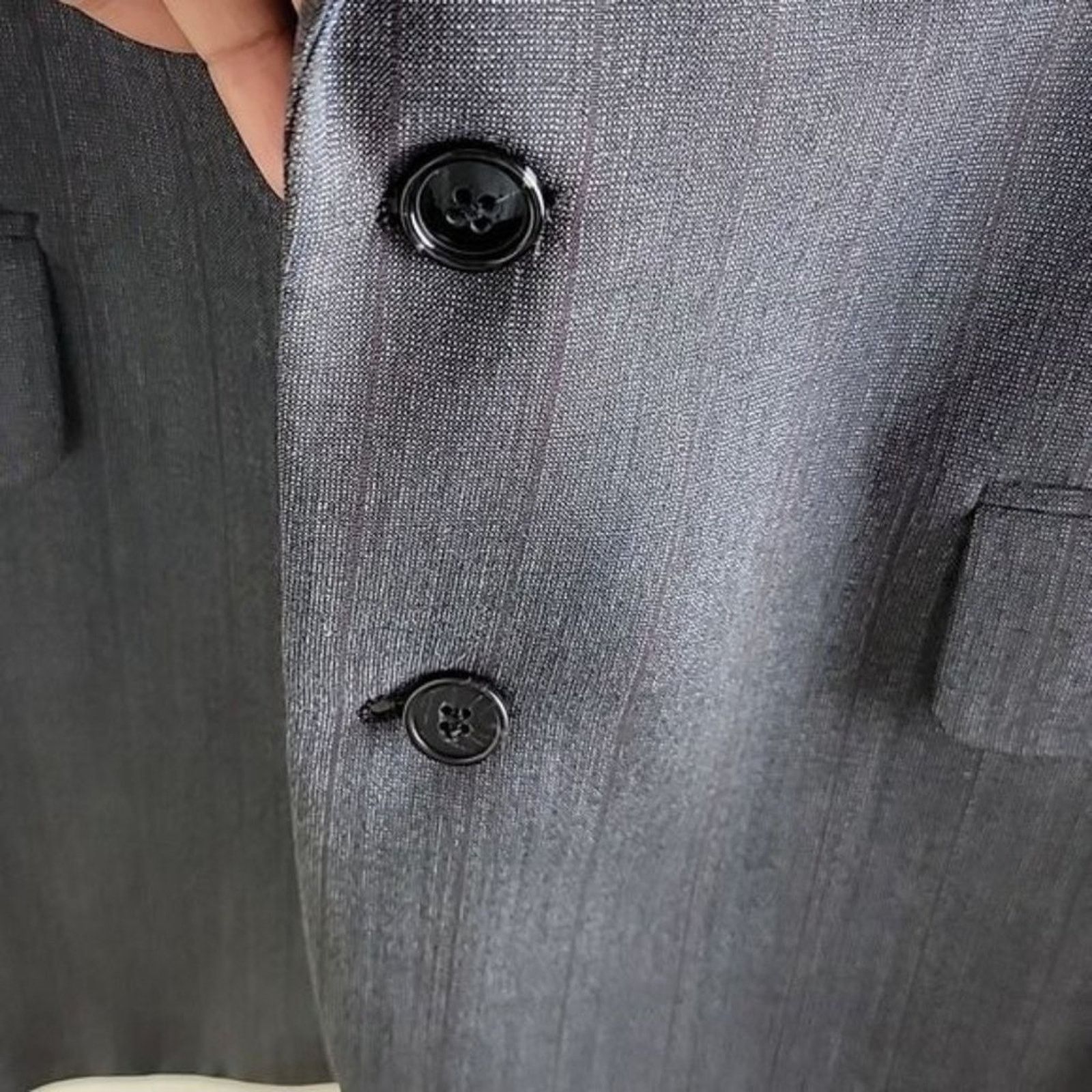 Pierre Cardin Pierre Cardin Men's Vintage Striped Suit Blazer Grey 38R Size 38R - 4 Thumbnail