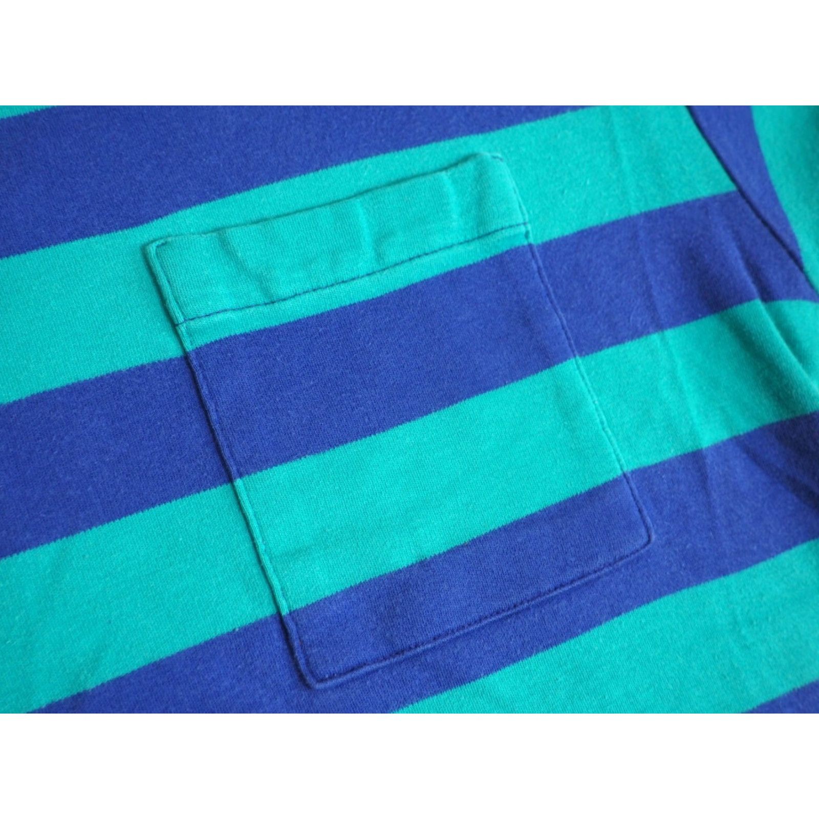 Nordstrom VTG 80s Nordstrom Teal Purple Striped Essential Pocket Crop Boxy Tee T-Shirt S Shirt Unisex Cotton Short Sleeve 1980s Size US S / EU 44-46 / 1 - 5 Thumbnail