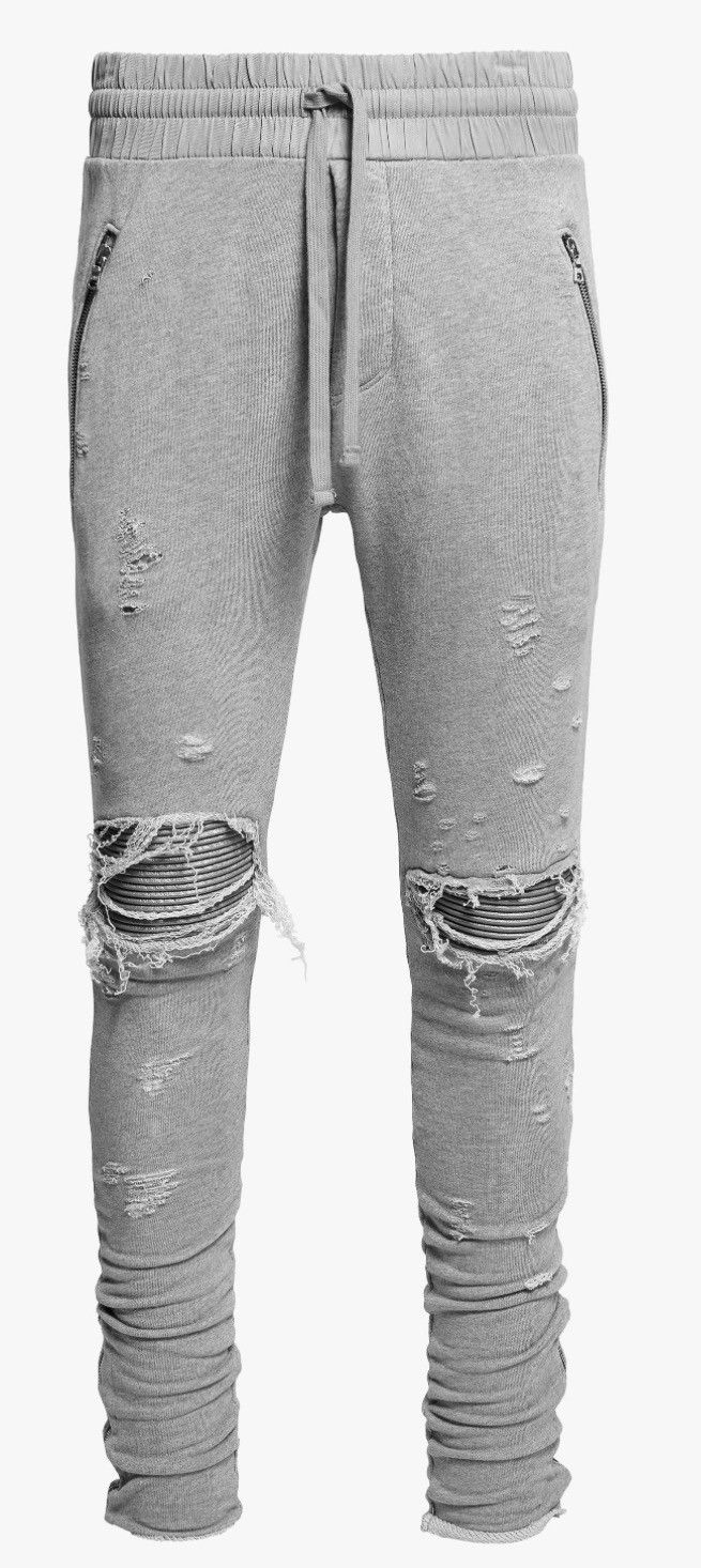 image of Amiri Mx1 Leather Patch Jogger in Grey, Men's (Size 40)