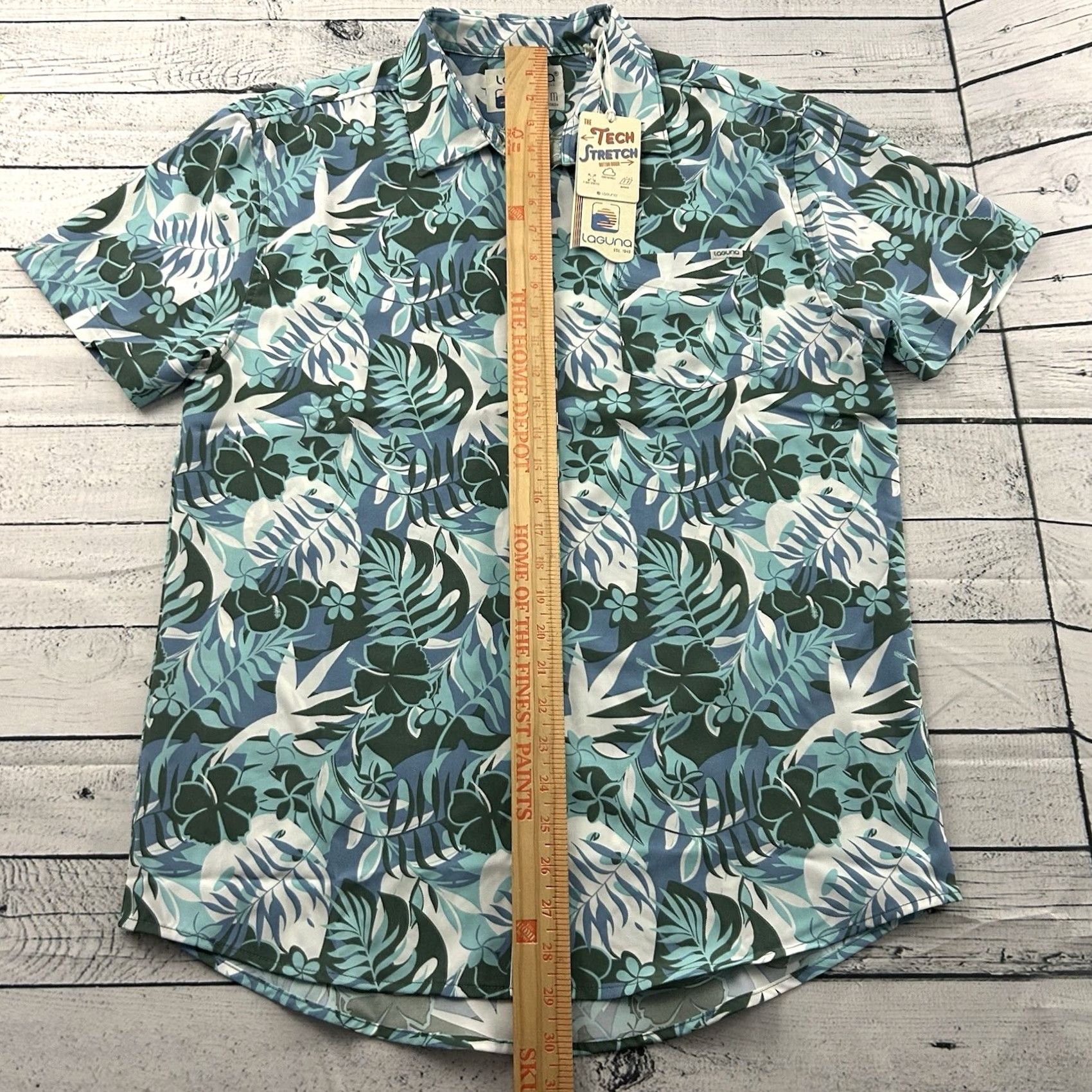 Vintage Laguna Short Sleeve Button-Up Shirt Mens M Blue Hawaiian Stretch Shirt Size US M / EU 48-50 / 2 - 5 Thumbnail