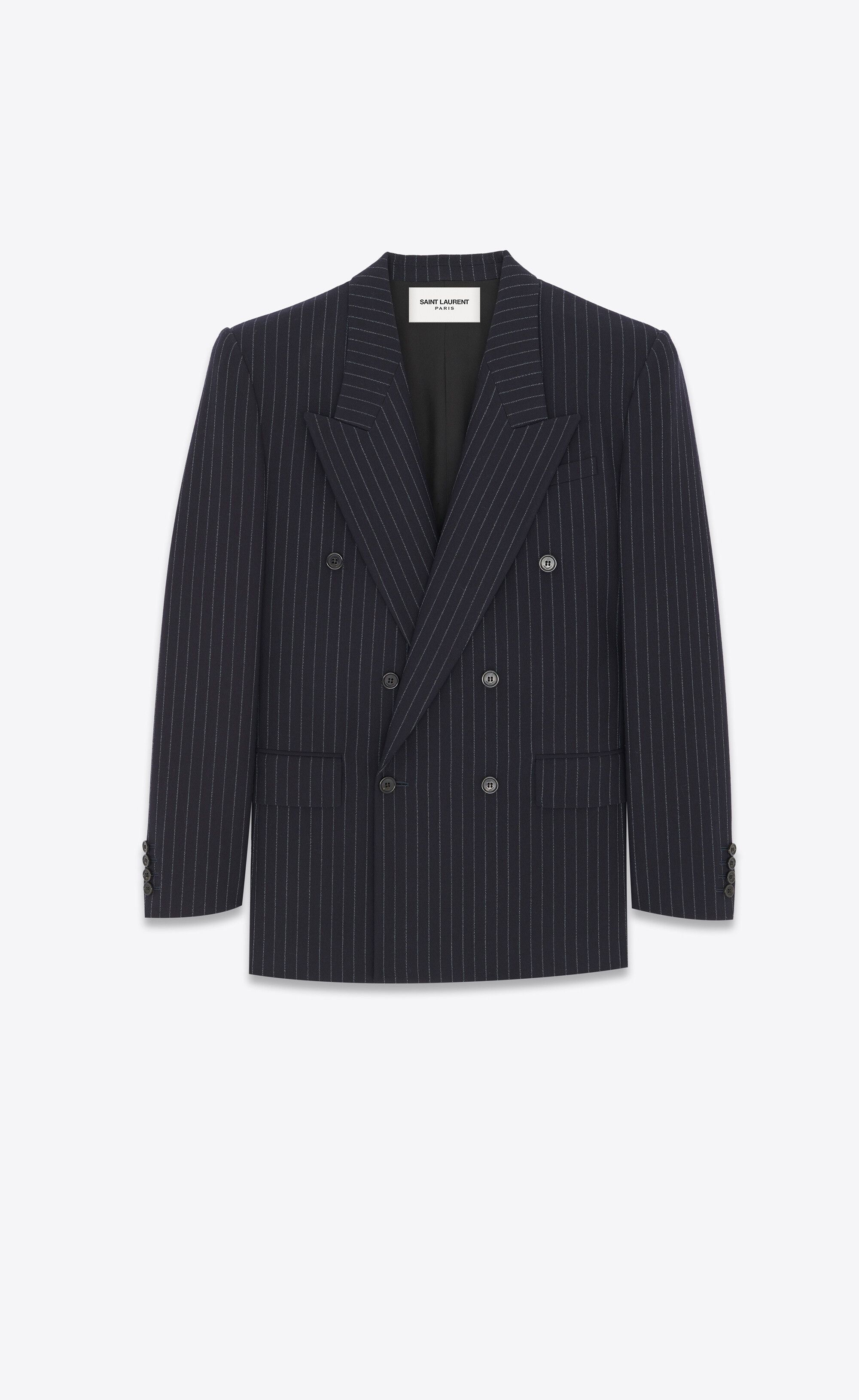 Saint Laurent Paris o1tr1nto0325 762930 Oversized Jacket Striped Wool Flannel Size XL / US 12-14 / IT 48-50 - 3 Thumbnail