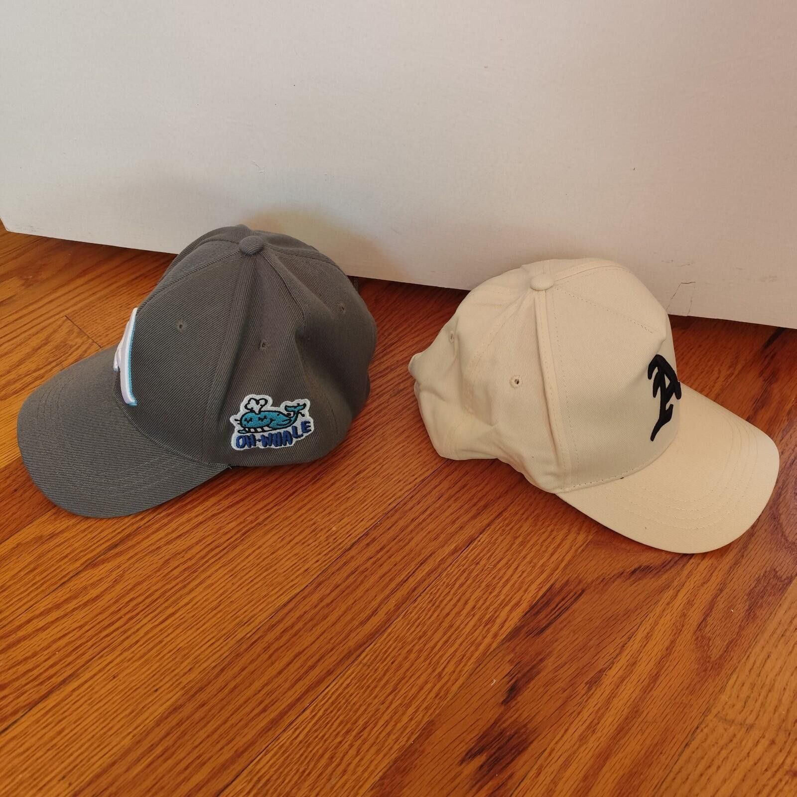 The Unbranded Brand Lot Of 2 A Hats Embroidered Logo Tan,Gray Strapback Hat Size ONE SIZE - 3 Thumbnail